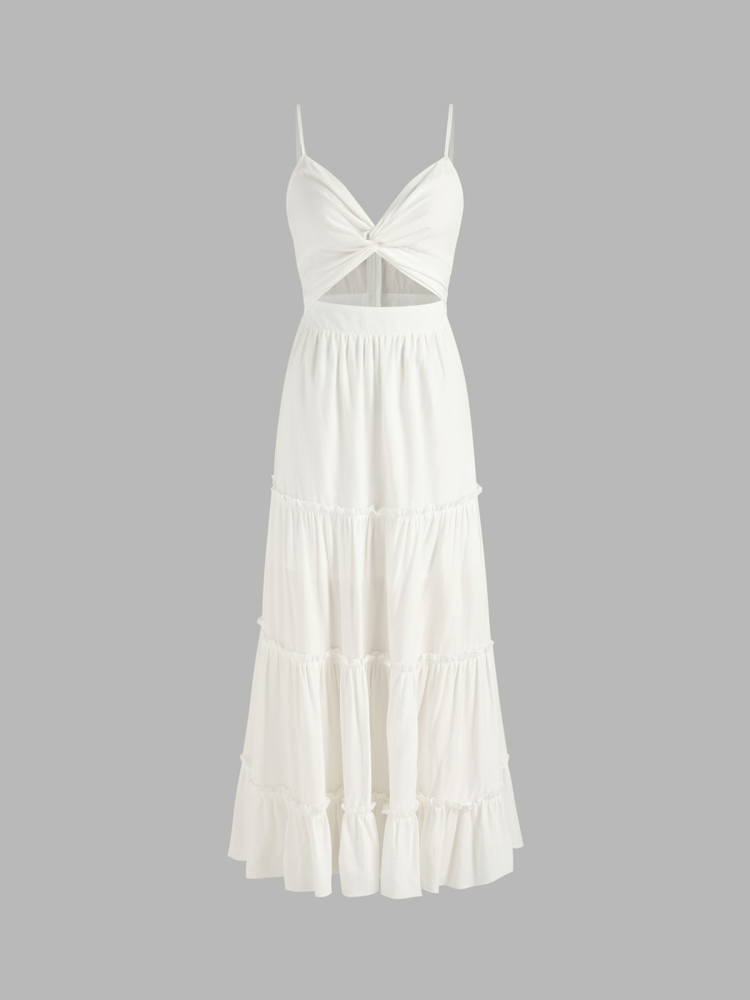 Twisted Cut Out Ruffles Maxi Dress