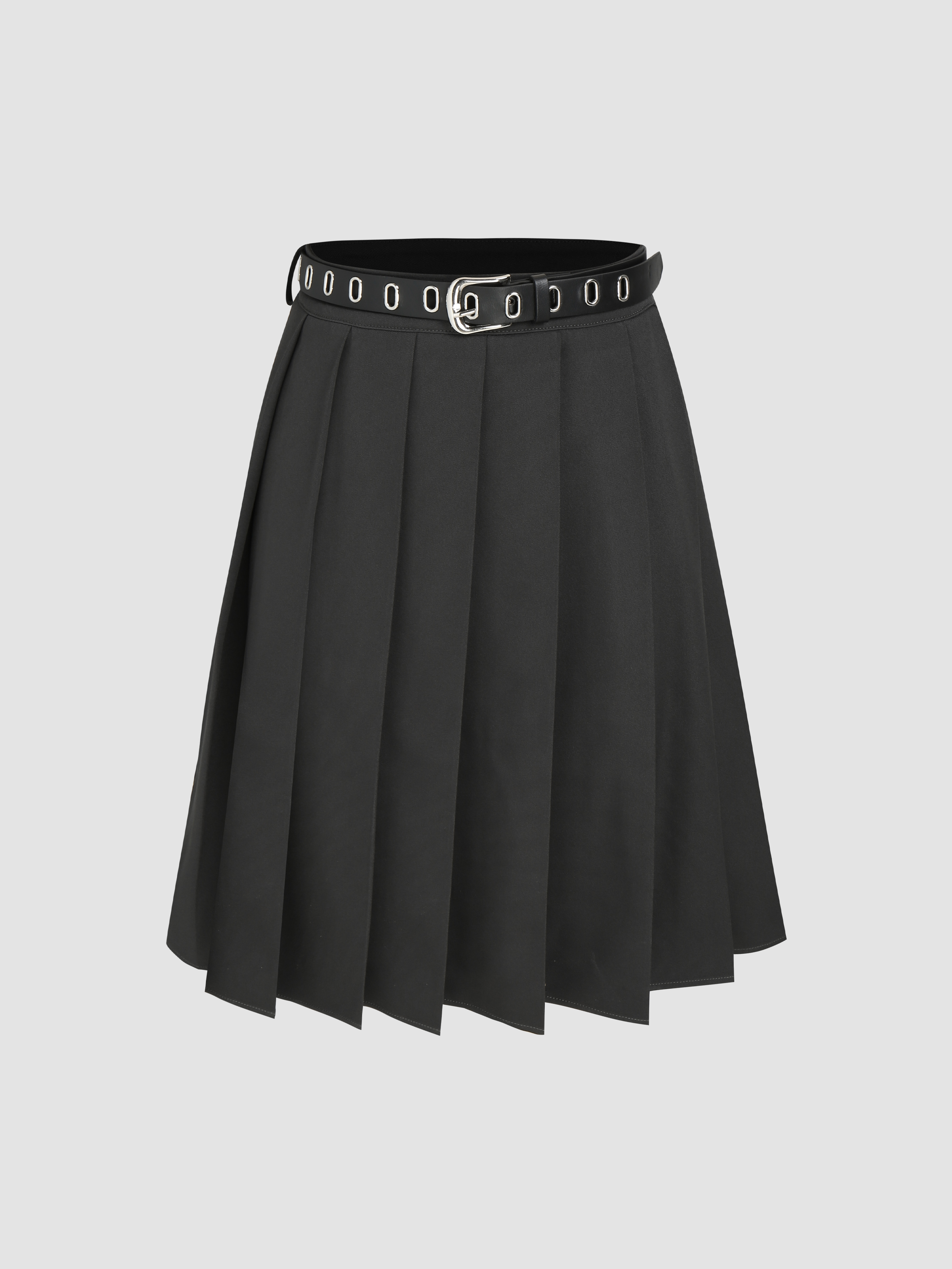 Pleated Midi Skirt With Belt - Cider