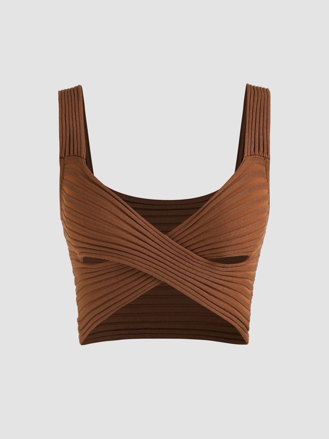  Geripptes Strick-Cross Tank-Oberteil