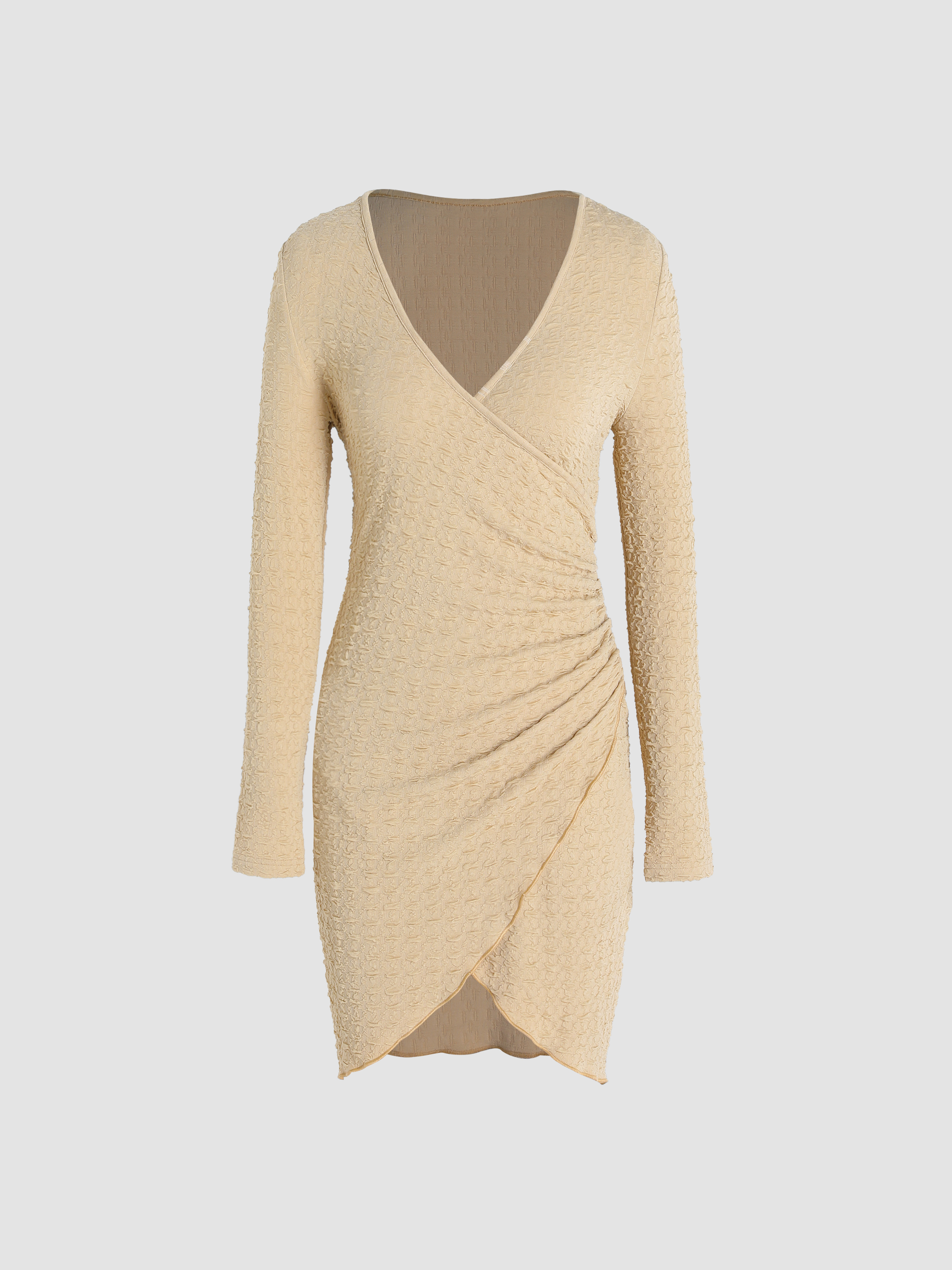 Solid Texture Slit Mini Dress For Exhibition