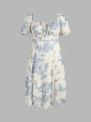  Toile de Jouy Midikleid Kurve & Plus