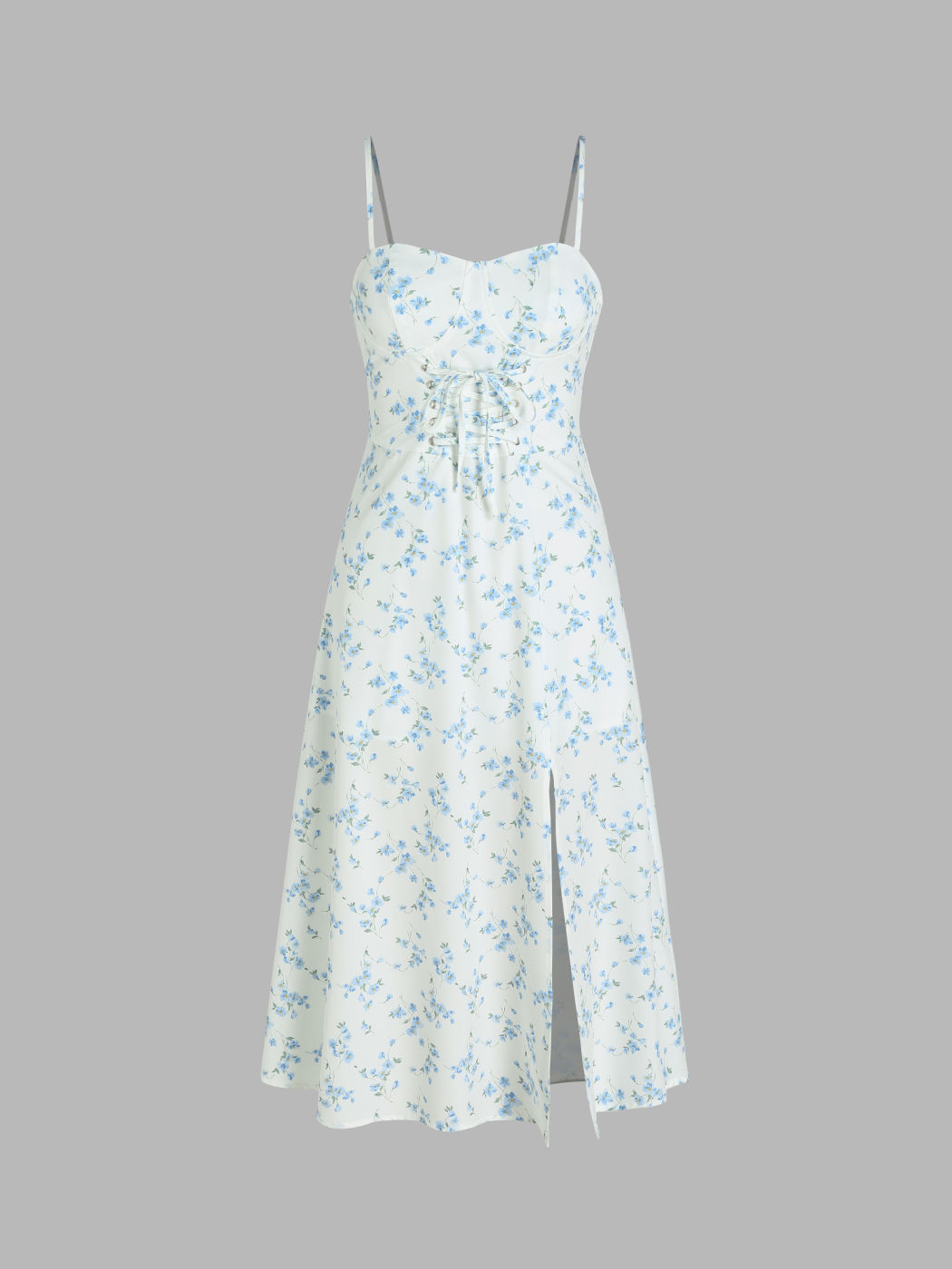 Ditsy Midikleid mit geknotetem Schlitz und Blumenmuster