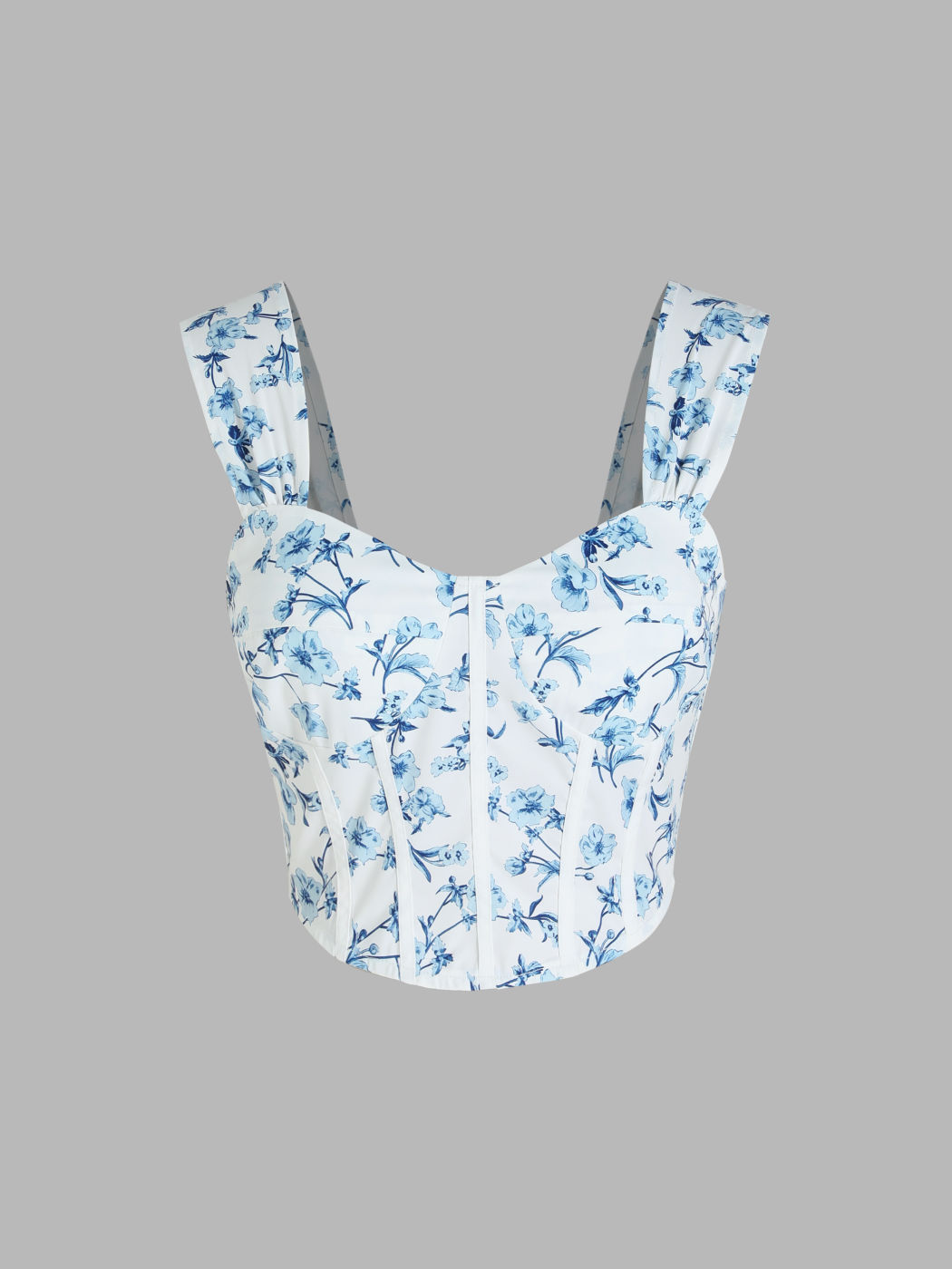 Floral Print Shirred Corset Tank Top