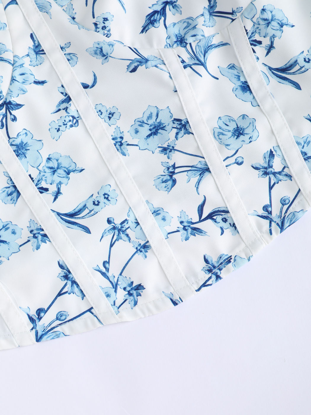 Floral Print Shirred Corset Tank Top