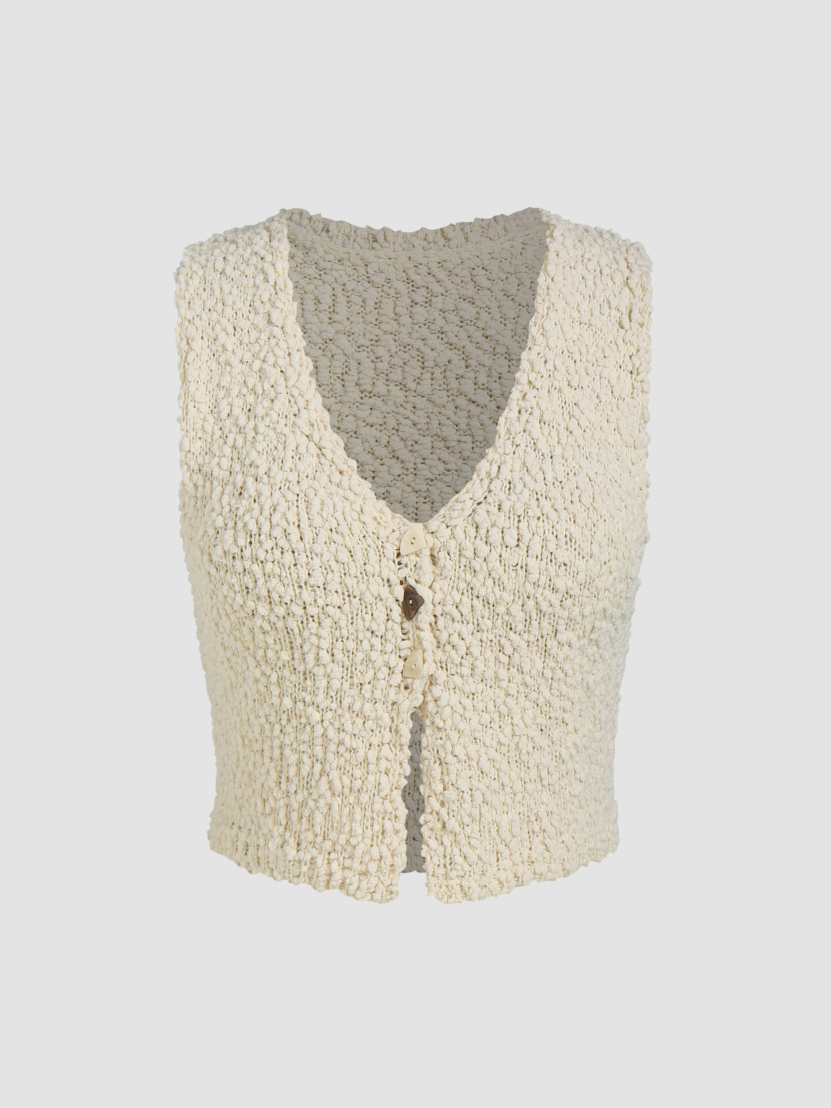 Solid Texture Knit Vest Cider