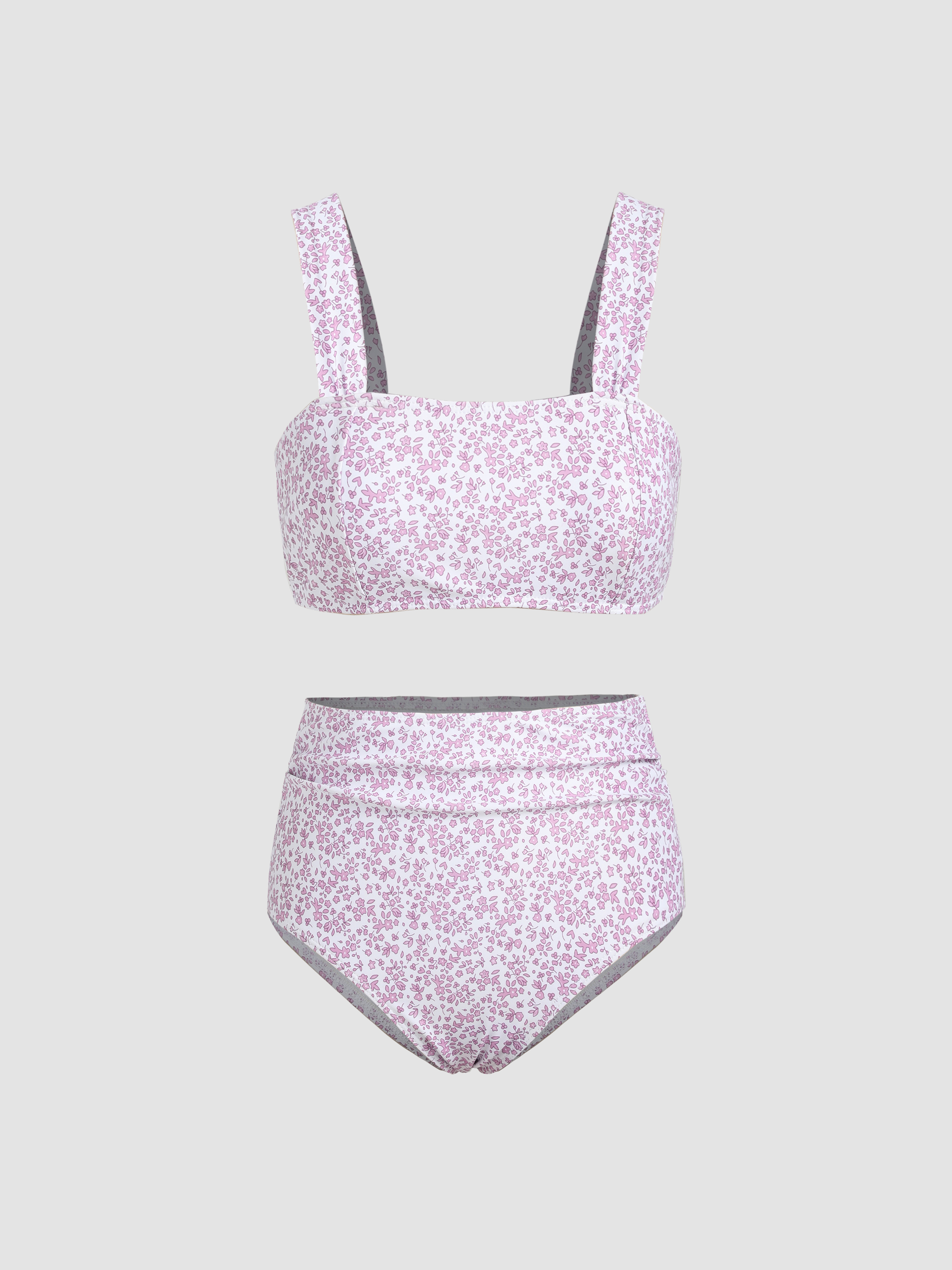 Ditsy Floral High Waist Bikini Swimsuit - Cider