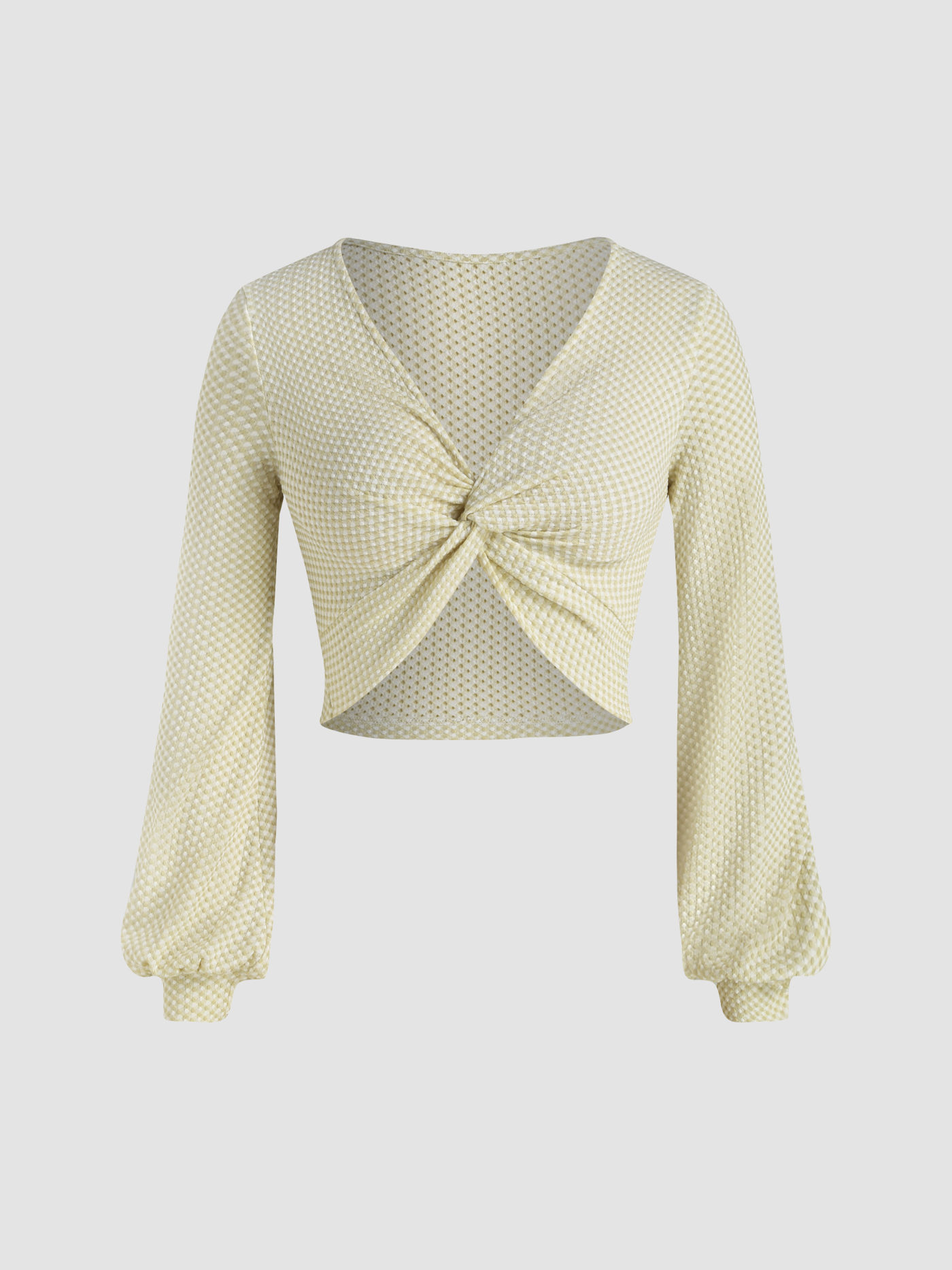 Texture Twisted Long Sleeve Crop Top