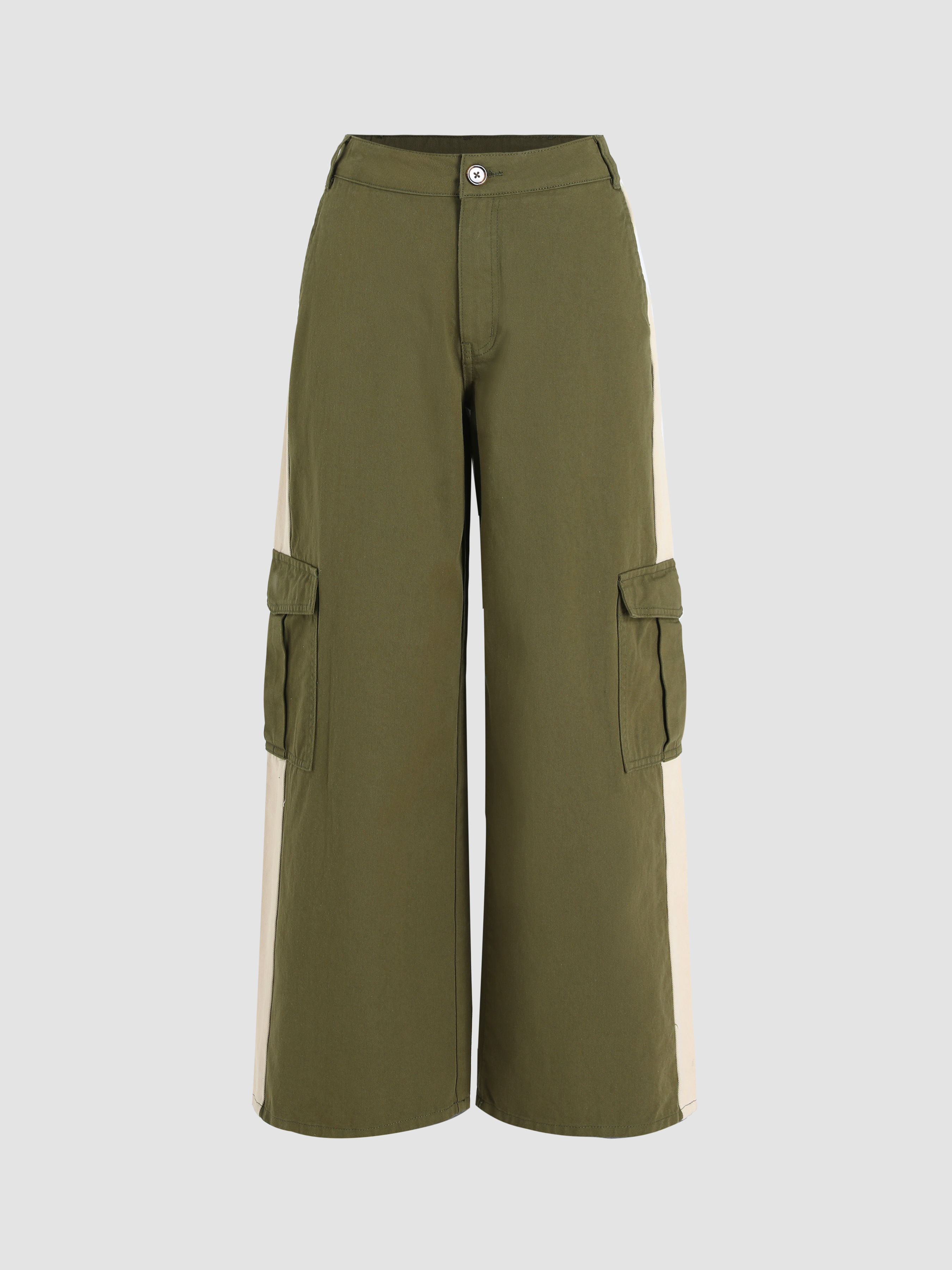 Denim Contrasting Denim Cargo Pants For Daily Casual Exhibition