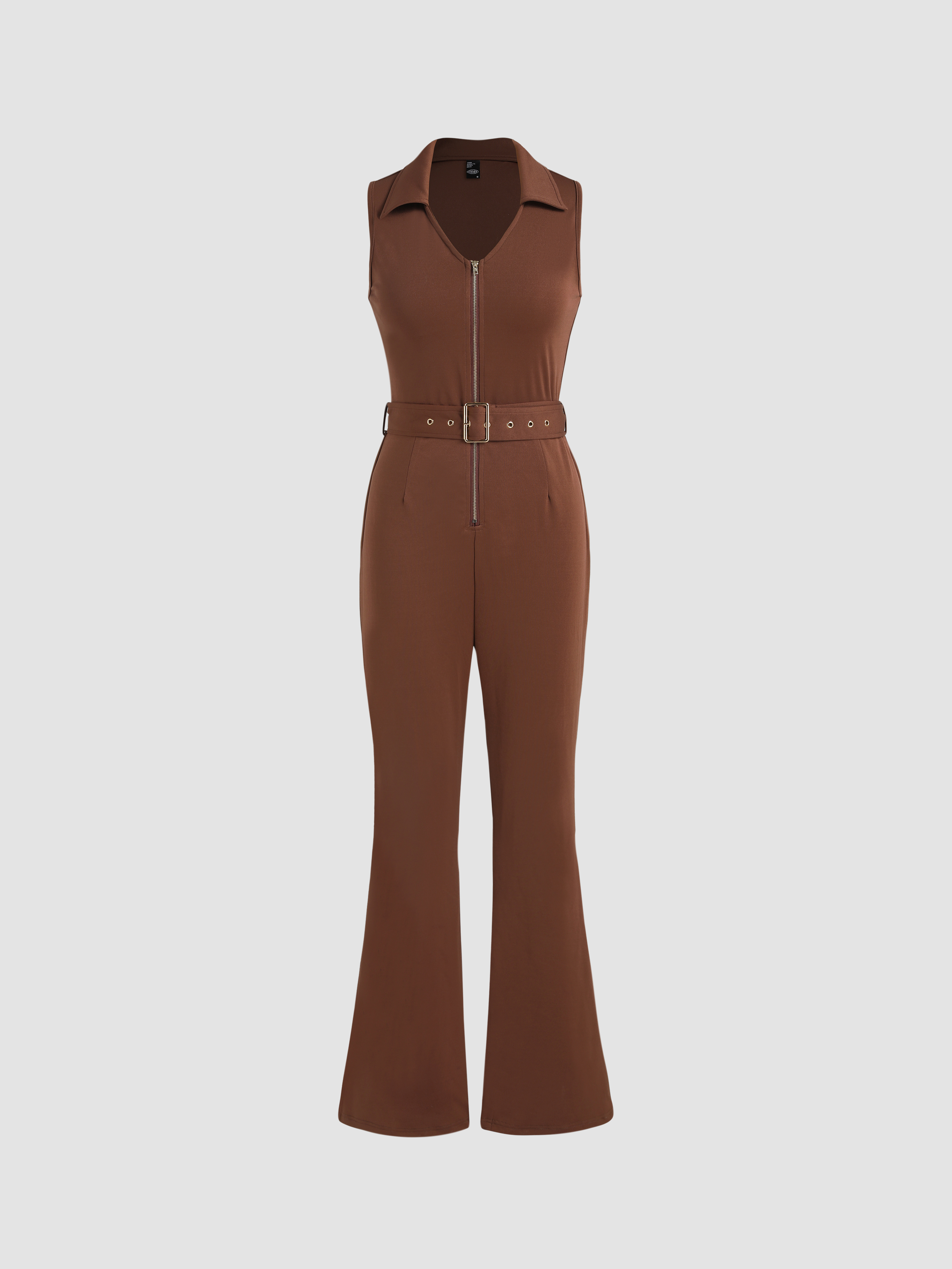 brown flared jumpsuit