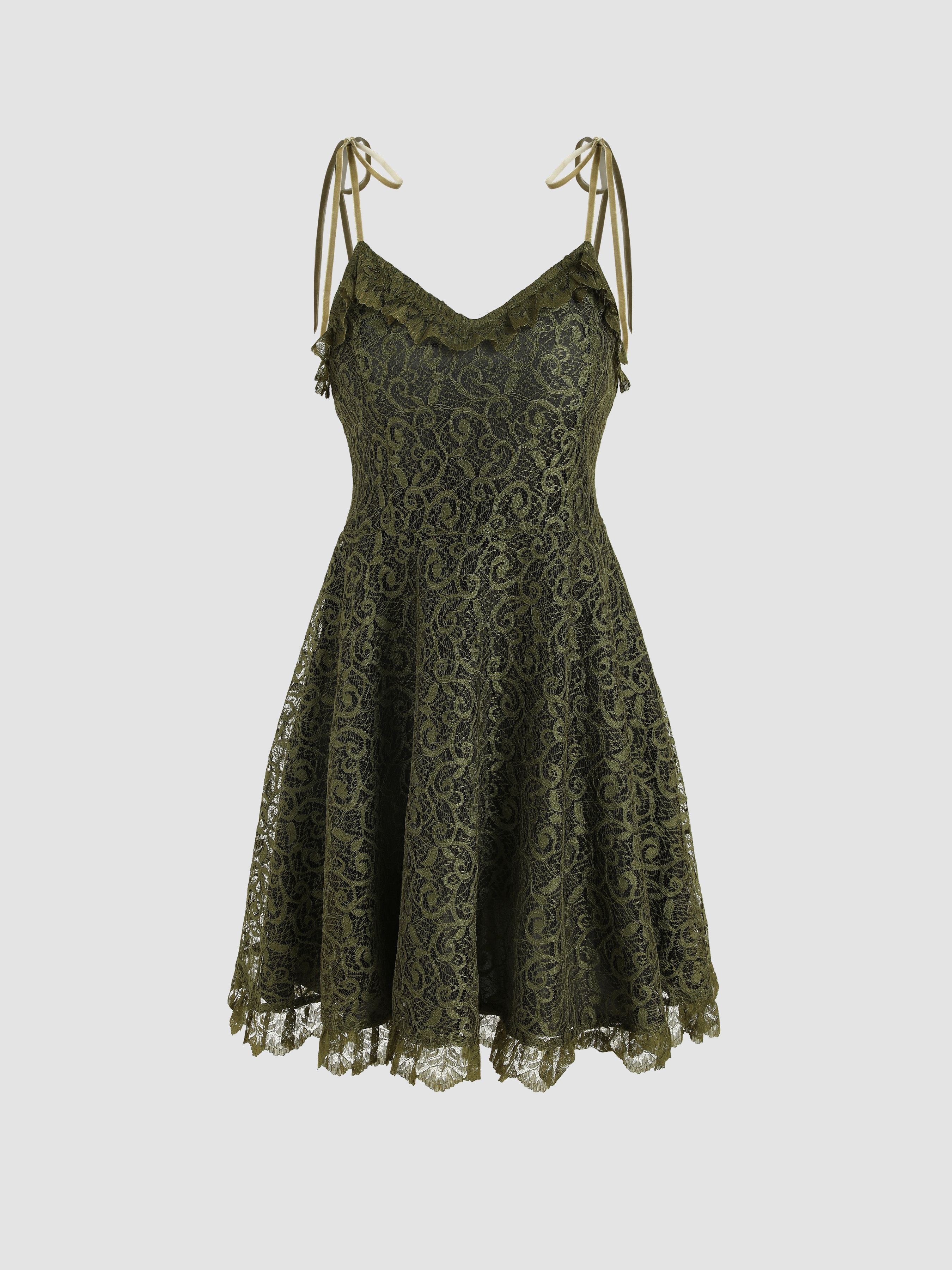 Lace Tie Shoulder Mini Dress Cider