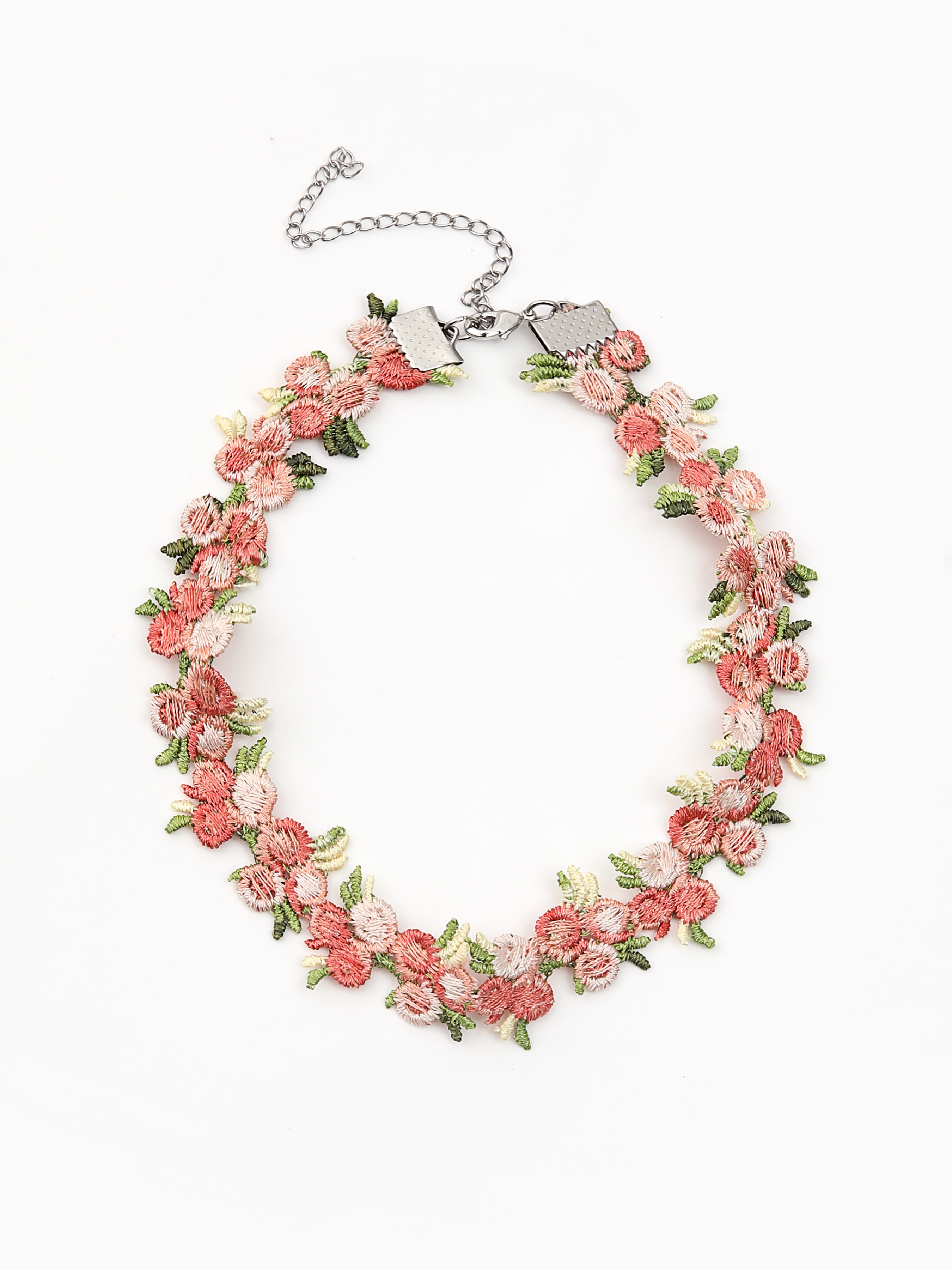 Floral Embroidery Necklace Cider