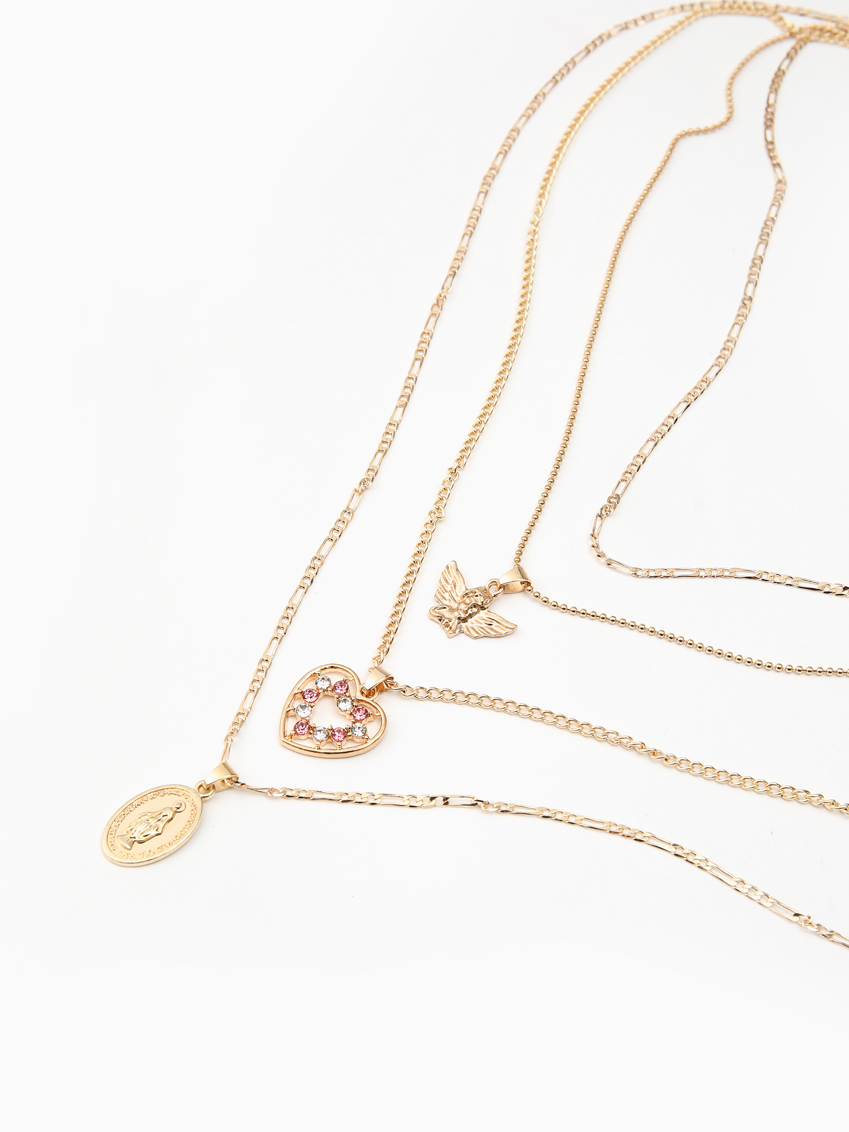 Figure Heart Butterfly Layered Necklace Cider