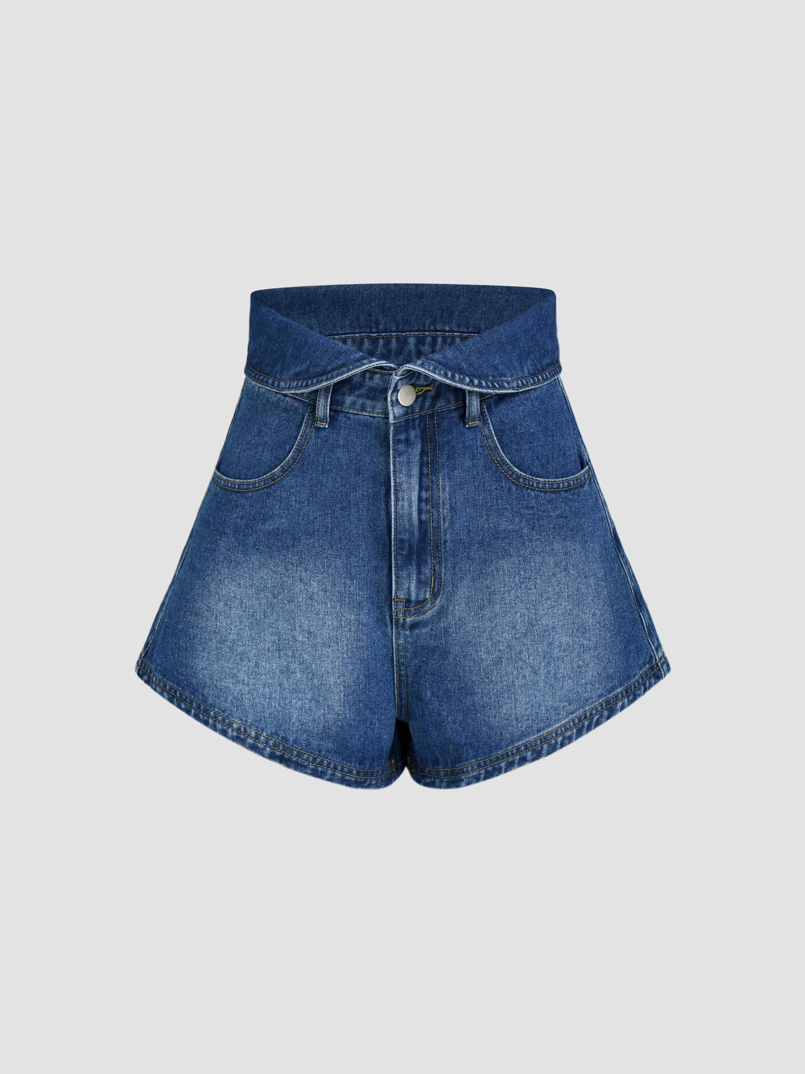 High Waist Pocket Denim Shorts Cider