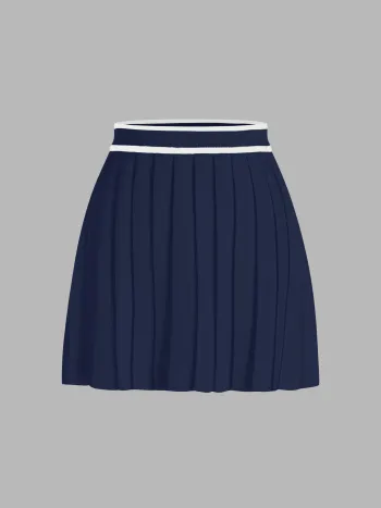 Jupe Plissée Mini en Maille