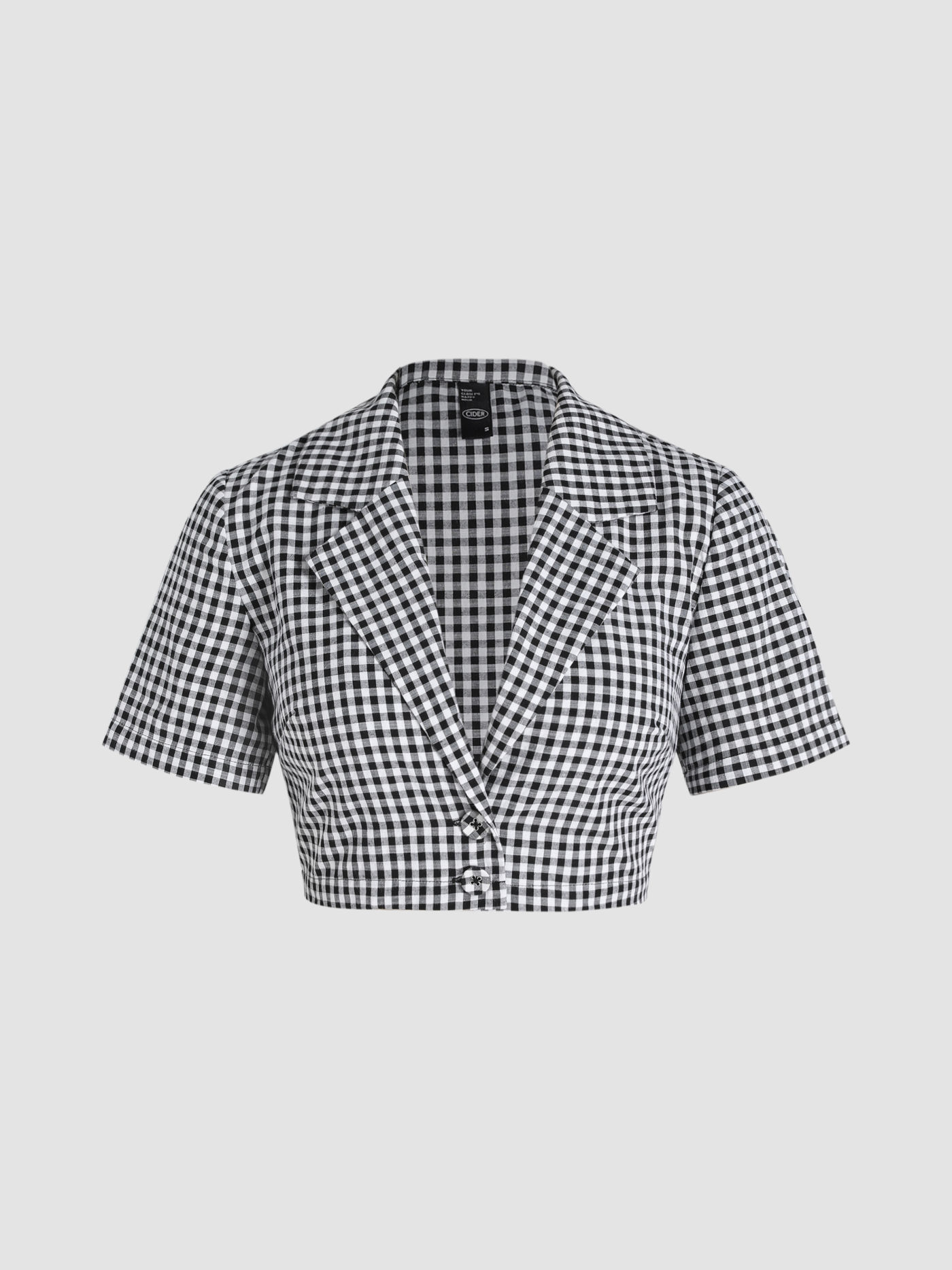 Crop-Top mit Gingham-Kragen