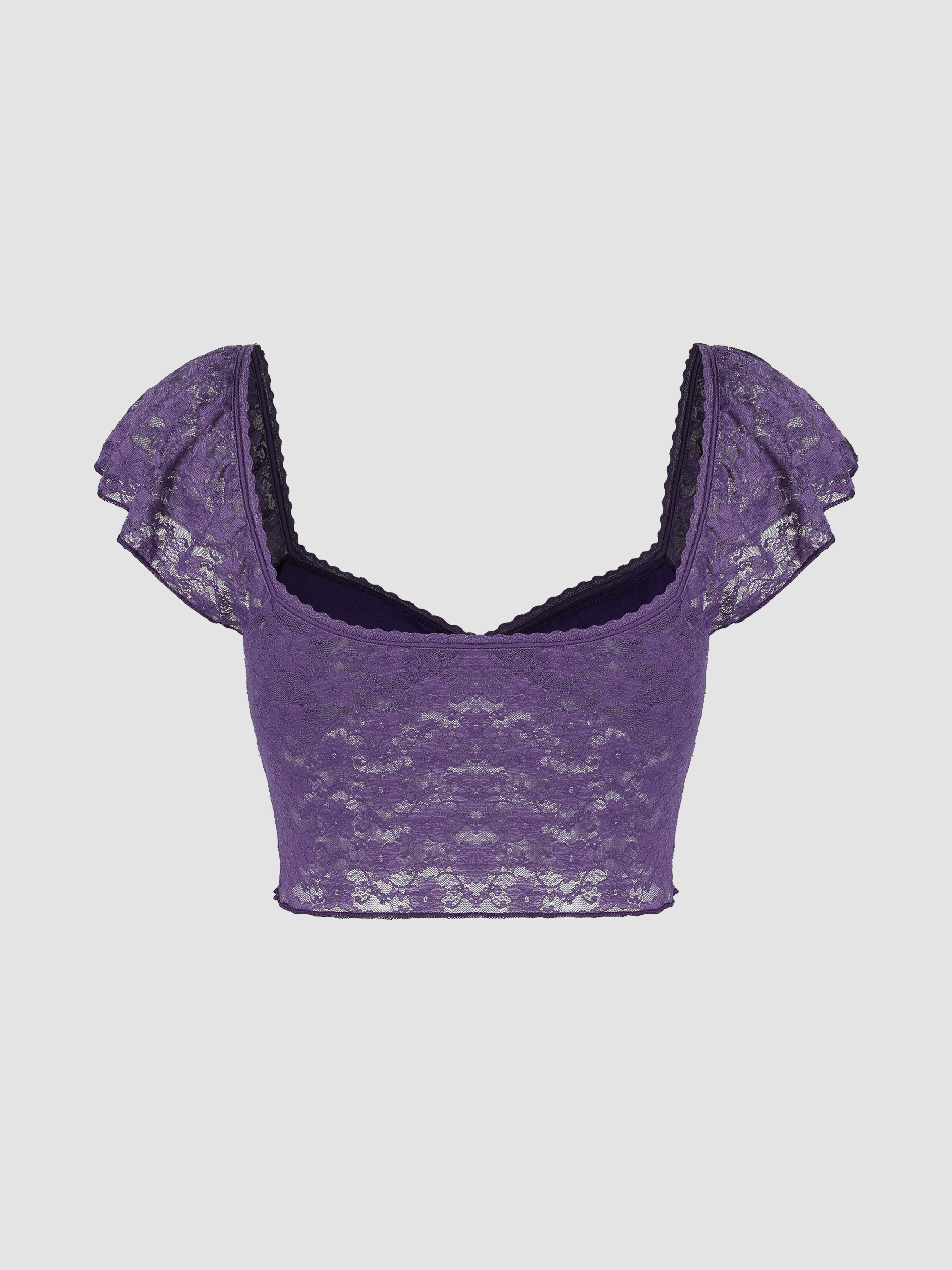 Lace-Up Crop Top - Purple Crushed Velvet & Rainbow– Peridot Clothing