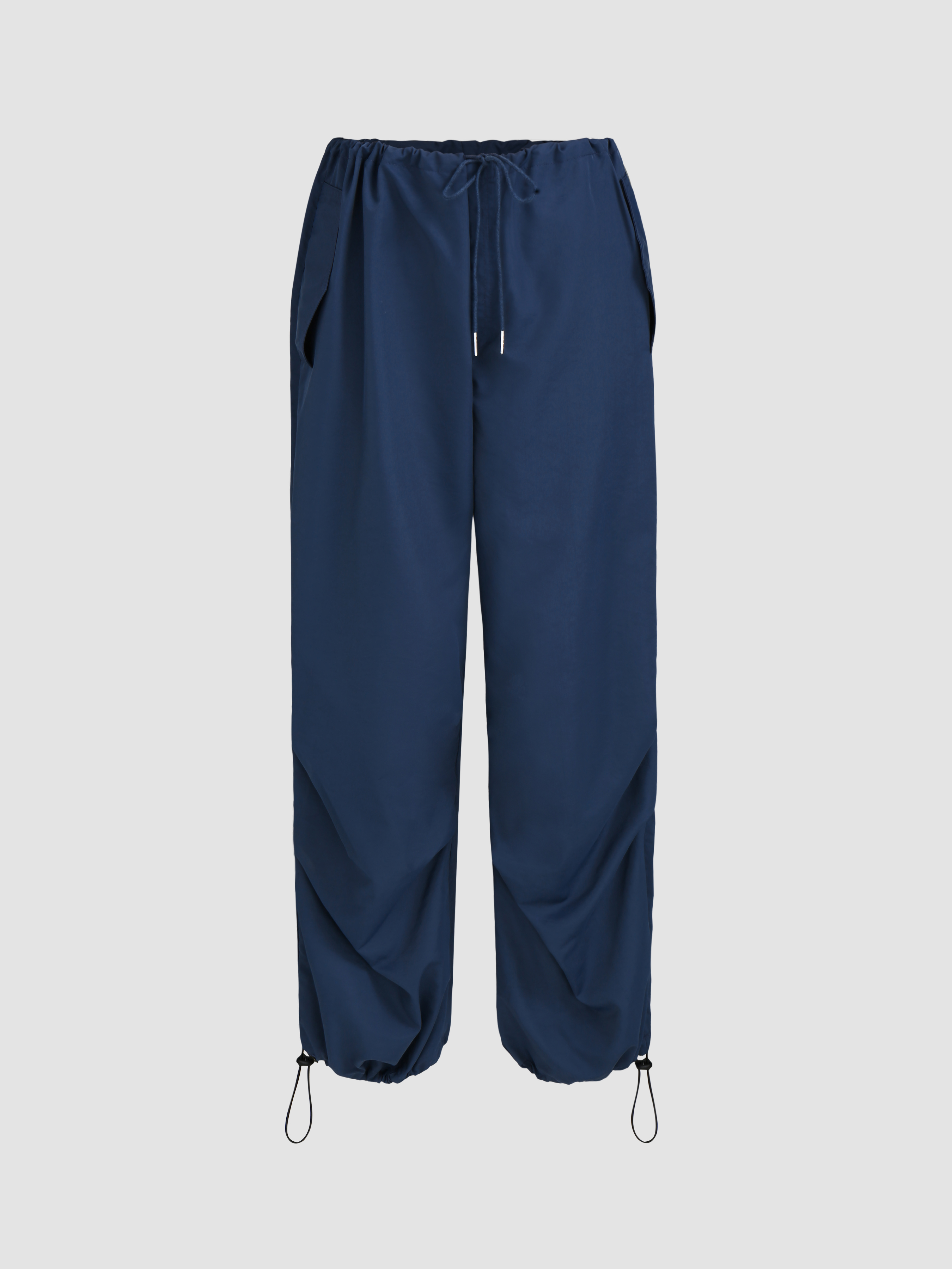 Solid Drawstring Parachute Pants Cider