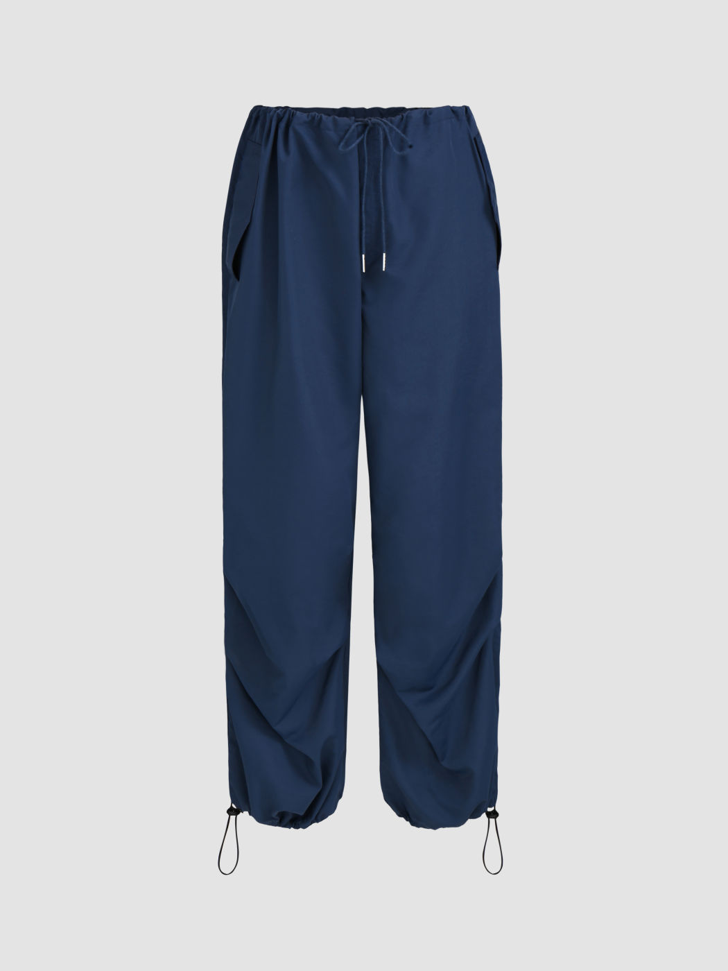 Solid Drawstring Parachute Pants Cider