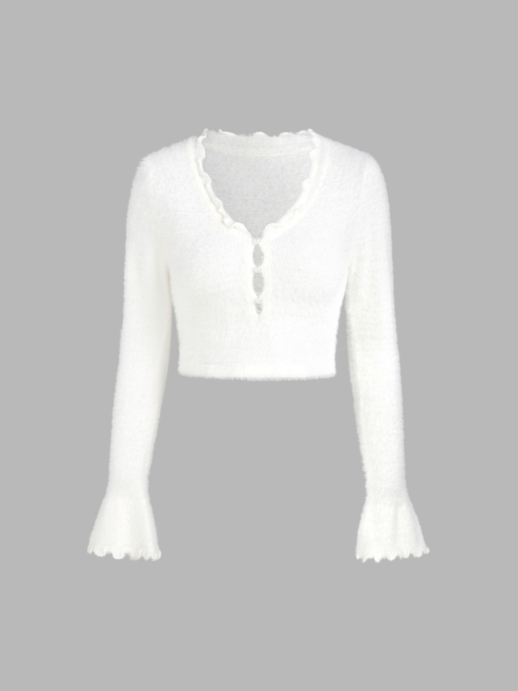 Stricken Sie ein festes Perlen-Crop-Top mit V-Ausschnitt