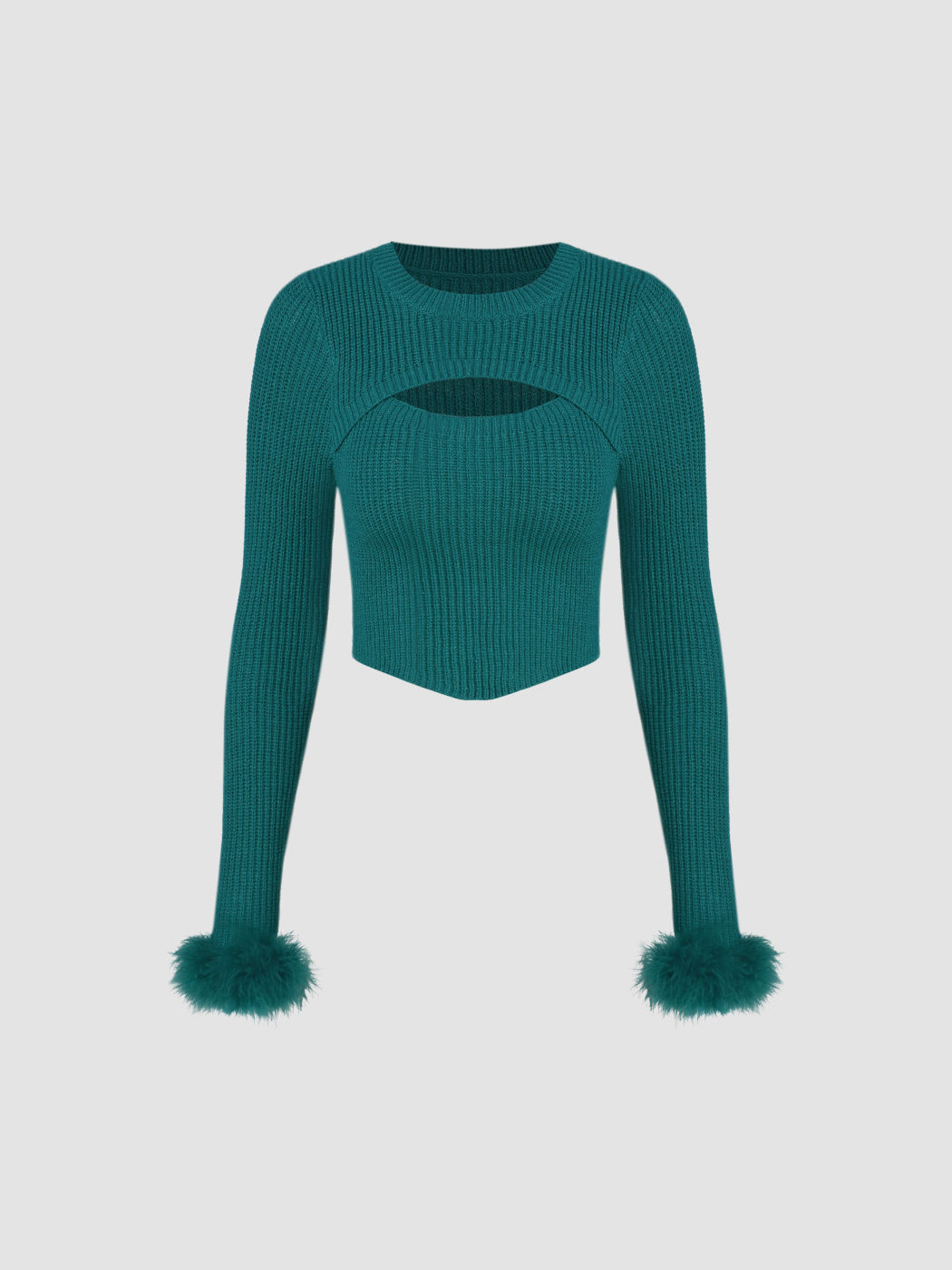 Fuzzy Cut Out Strickoberteil