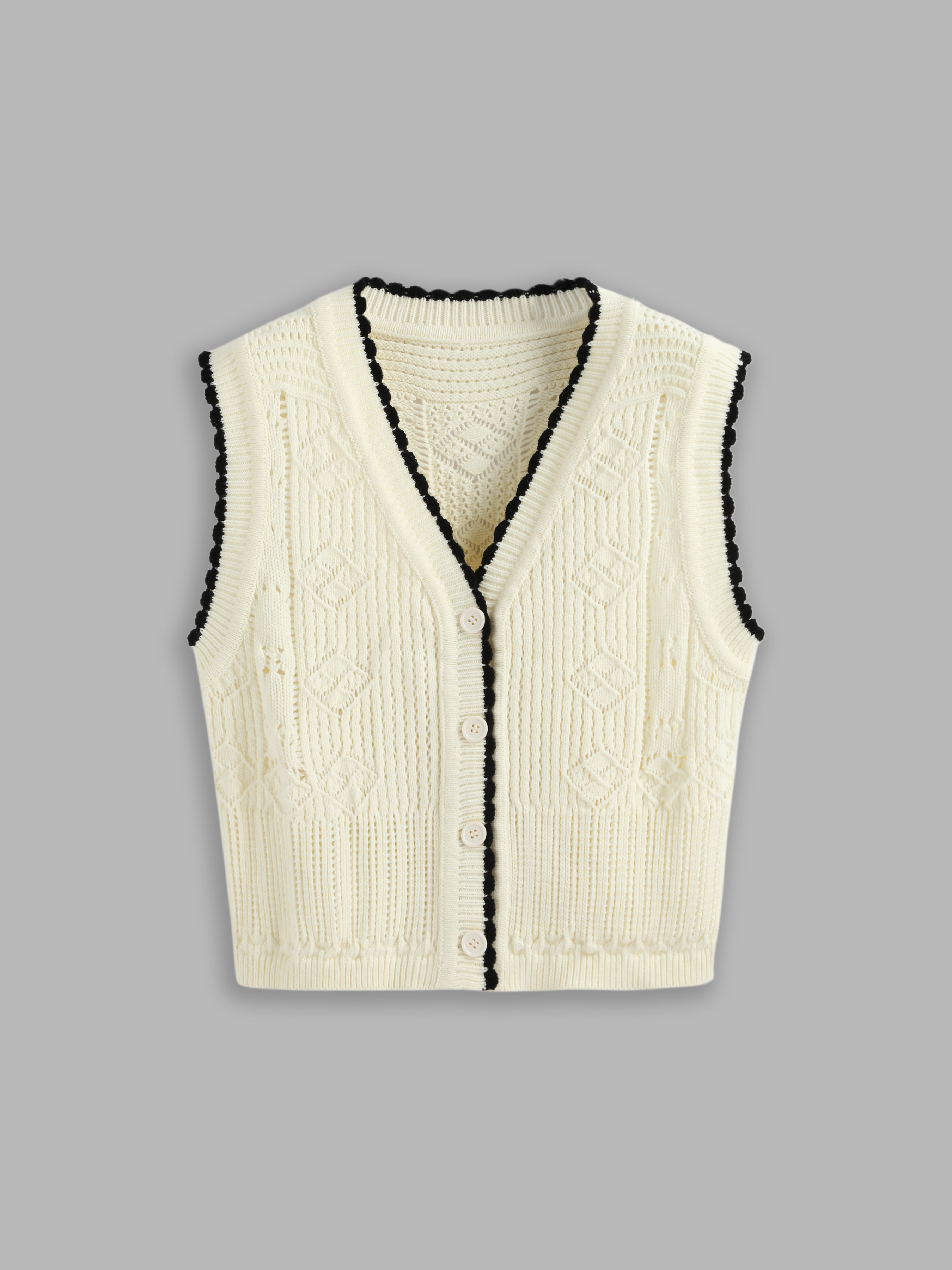 Contrasting Trim Sweater Vest Cider