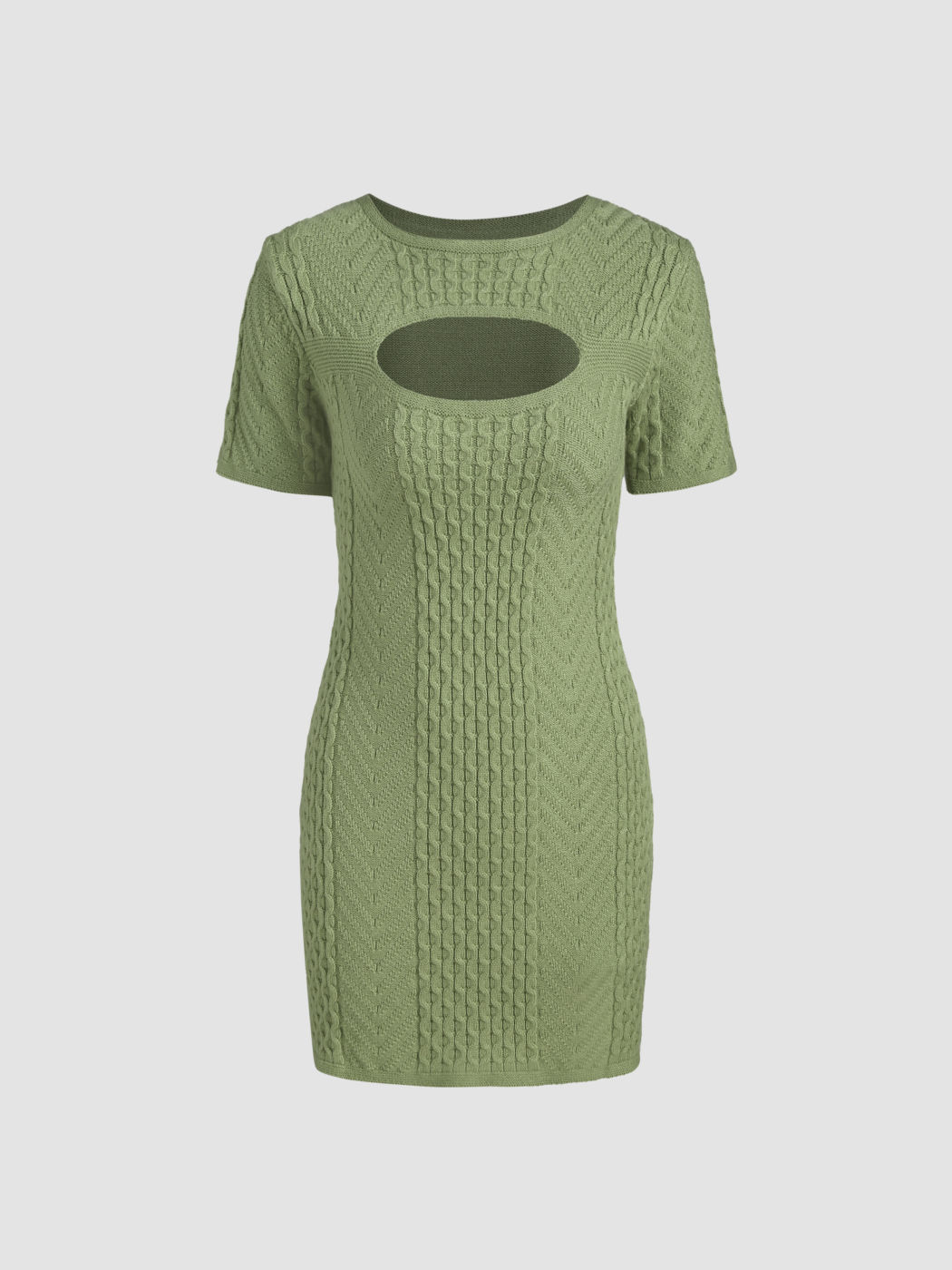 Einfarbiges Strickkleid mit Cut Out