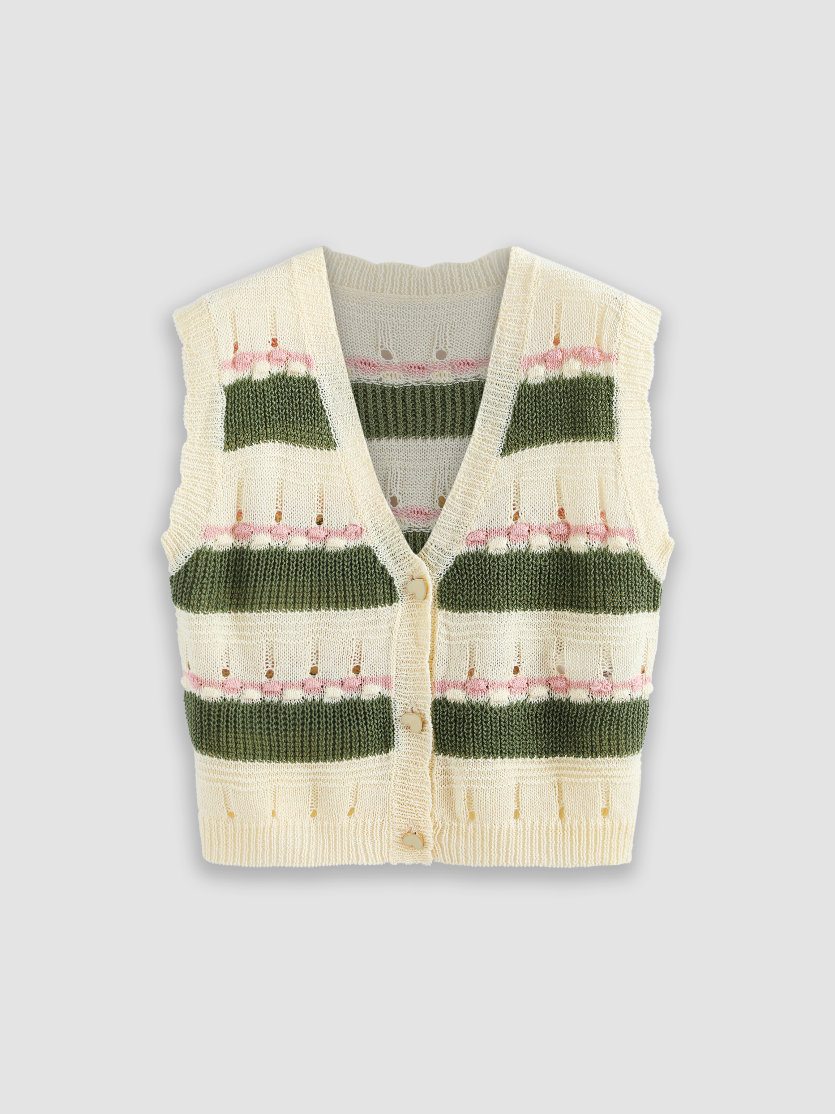 Contrasting Striped Sweater Vest For School Daily Casual