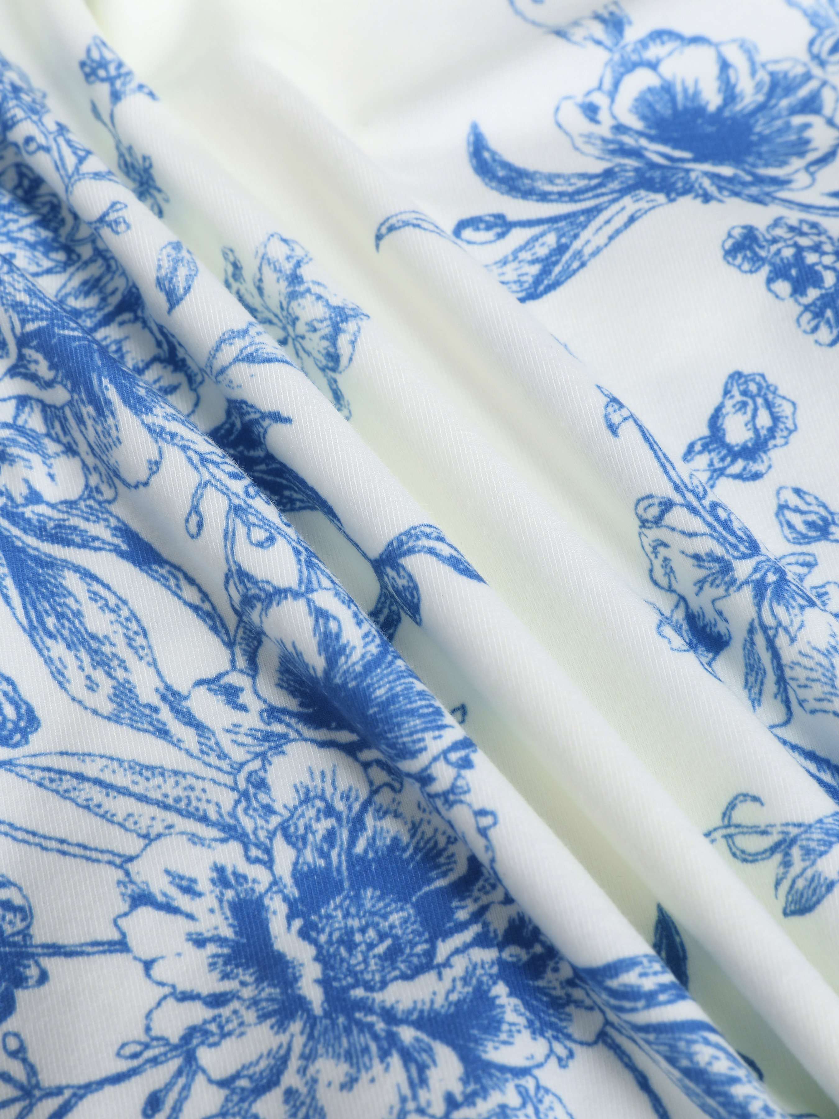 Toile de Jouy Tie Shoulder Bodysuit For Exhibition Vacation