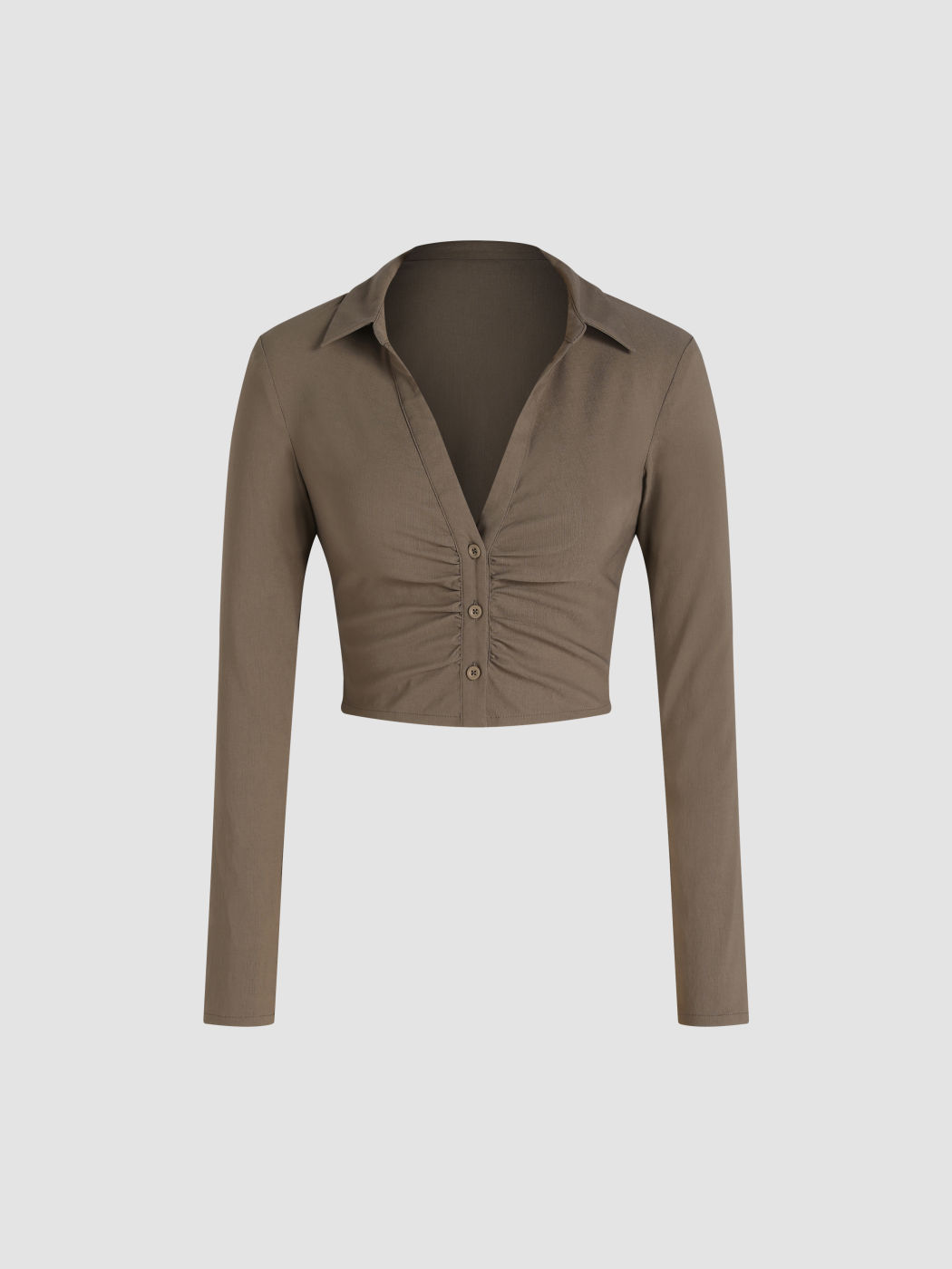 Solids Crop-Shirt mit tiefem V-Ausschnitt