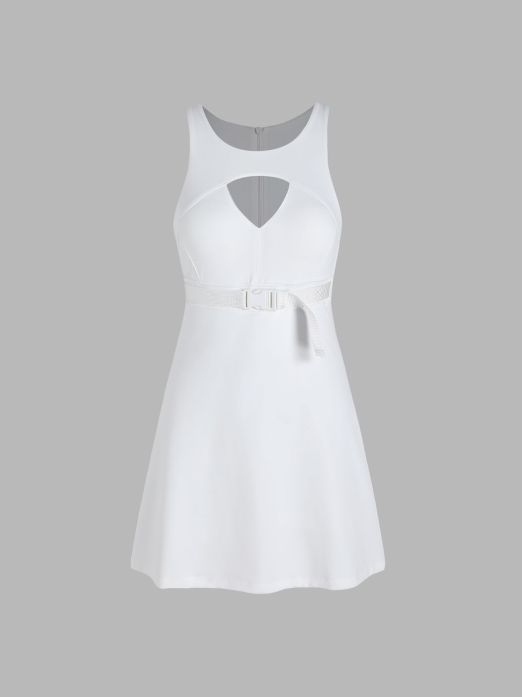  Vestido Deportivo Sólido con Corte y Cinturón 