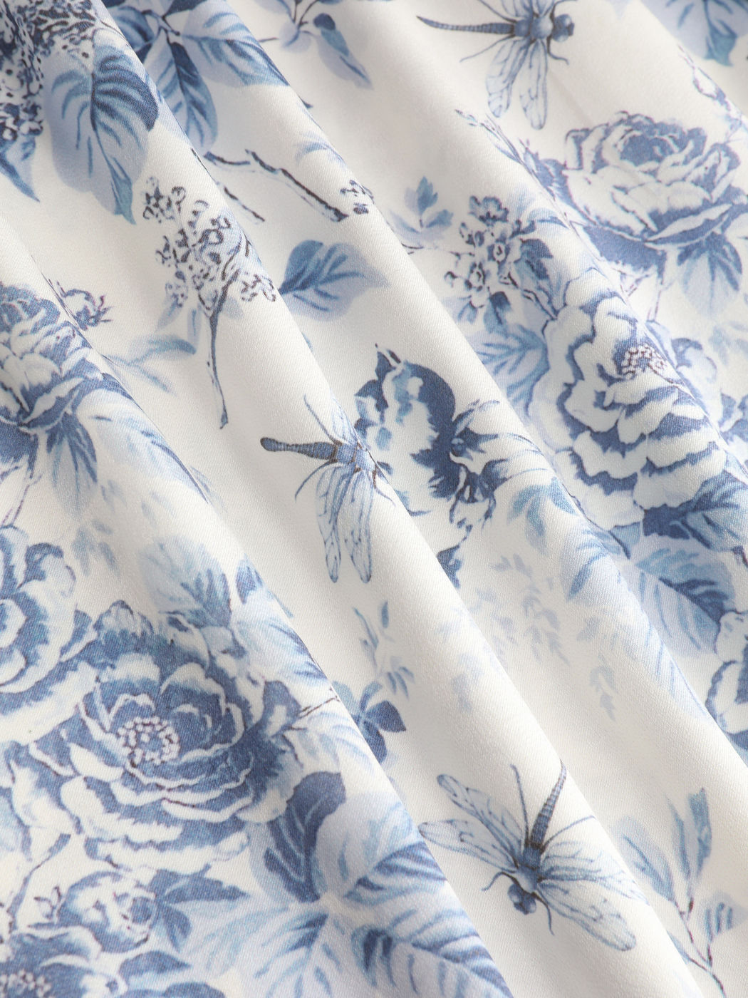 Blumen- und Libellen-Midikleid mit Wasserfallausschnitt Kurve & Plus