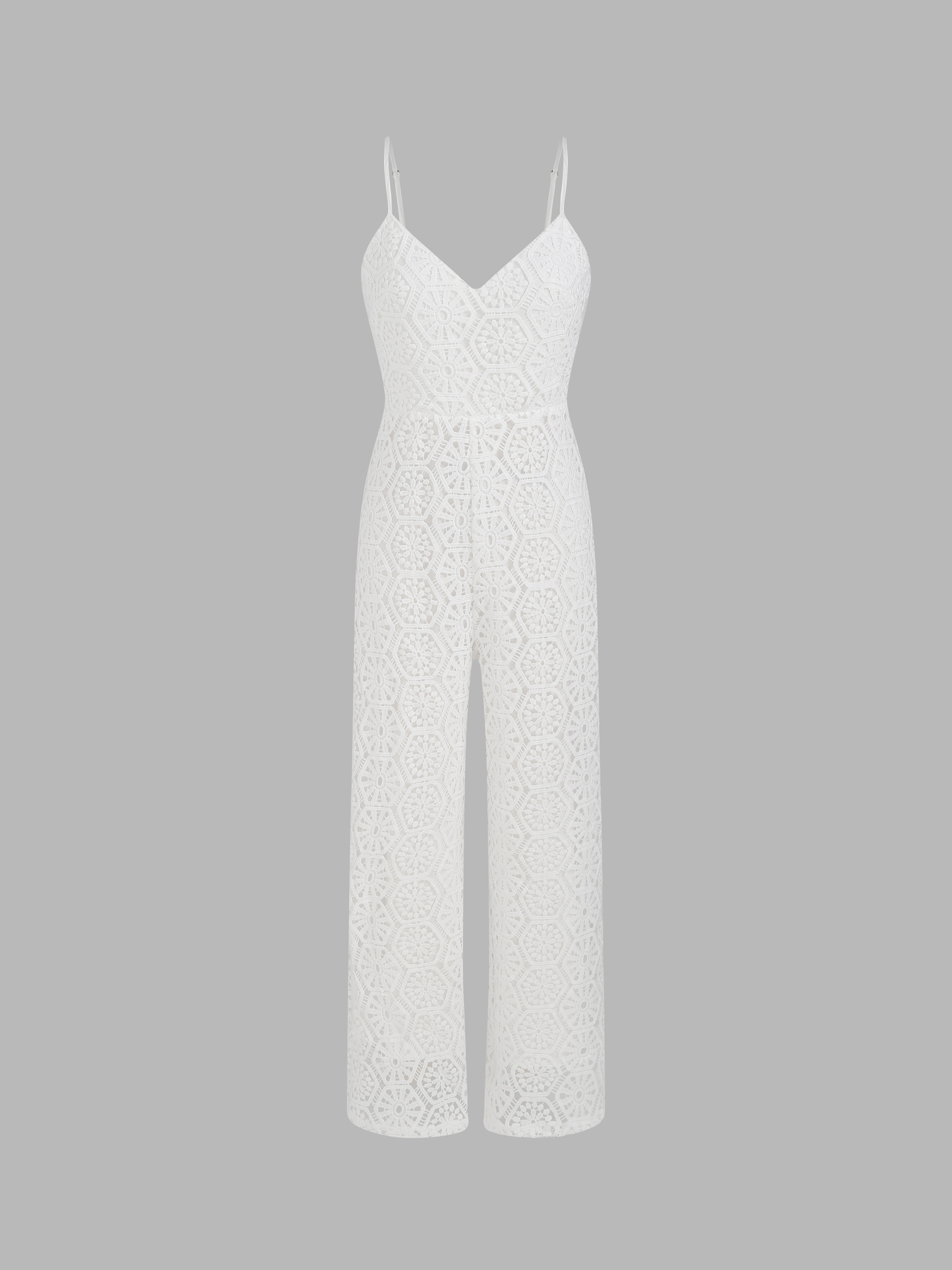Lace Embroidered Spaghetti Straps Jumpsuit For Wedding Work Exhibition