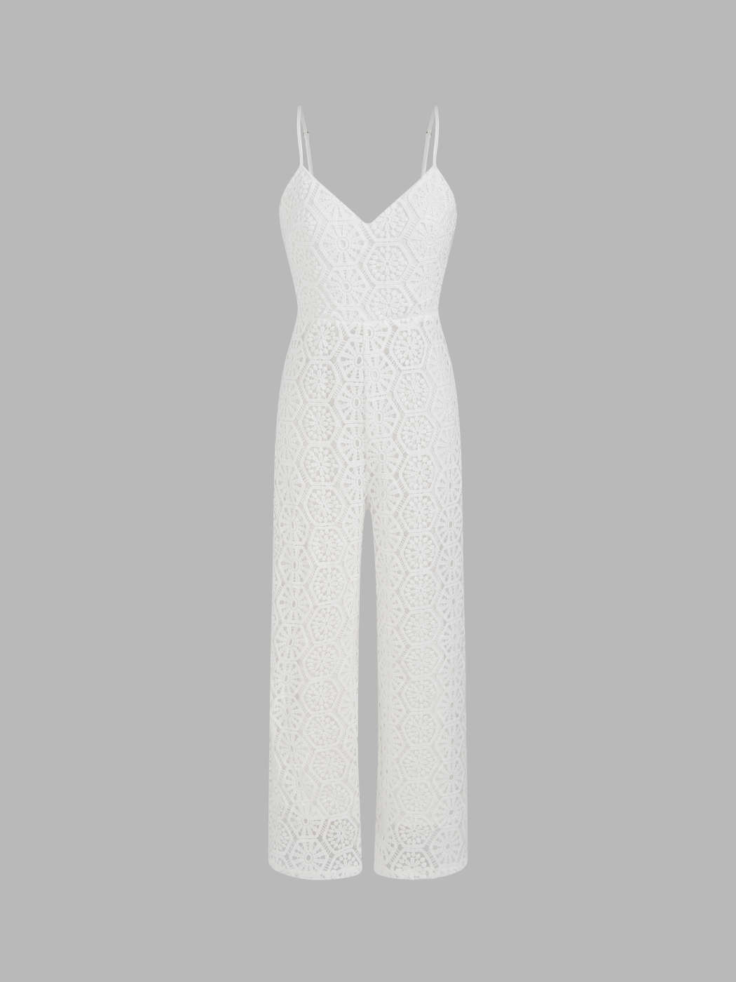 Lace Embroidered Spaghetti Straps Jumpsuit For Wedding Work