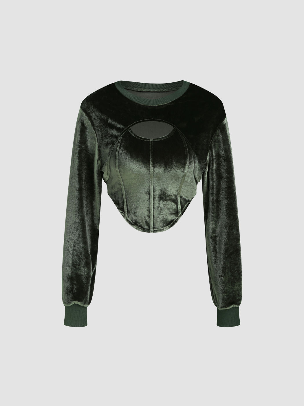  Zweiteiliges Samt Crop Top mit Ausschnitt