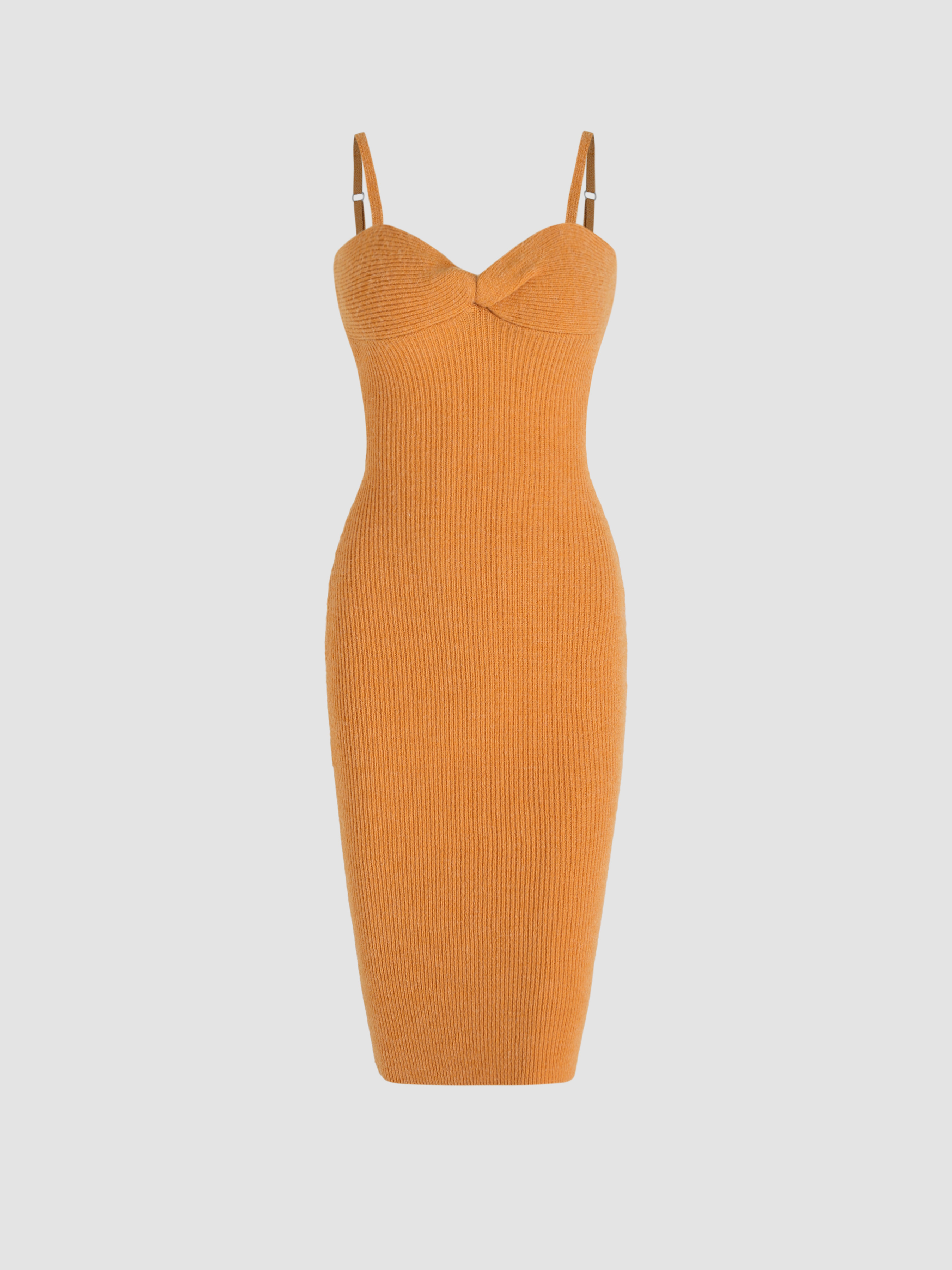 Knit Solid Rib Twist Dress For Daily Casual Coffee Shop Exhibition