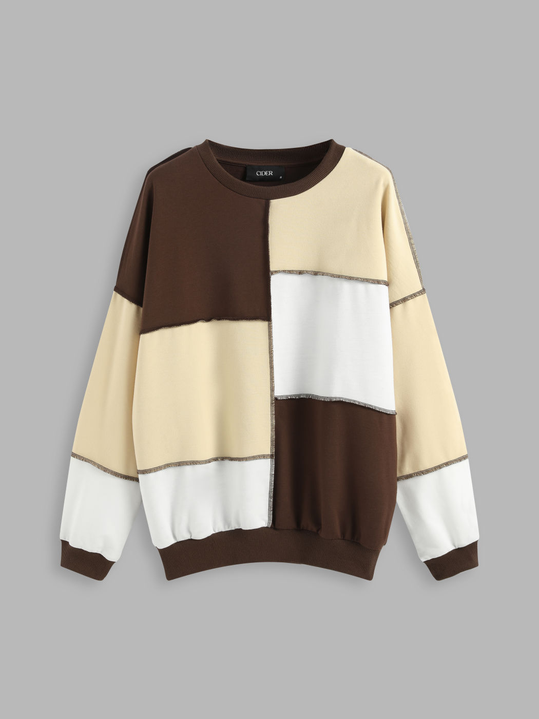 Rundhals-Sweatshirt mit gepatchten Nähten