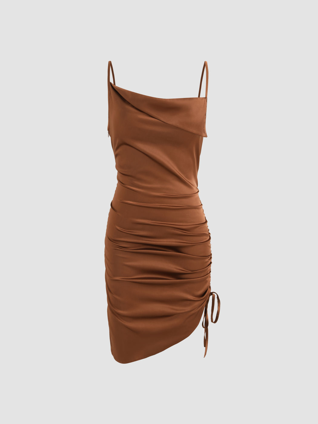  TGIF Wasserfallkragen Gerafftes Kurzes Kleid
