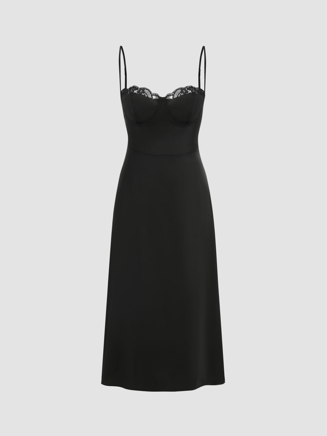  Spitzenbesetztes Cami Midikleid