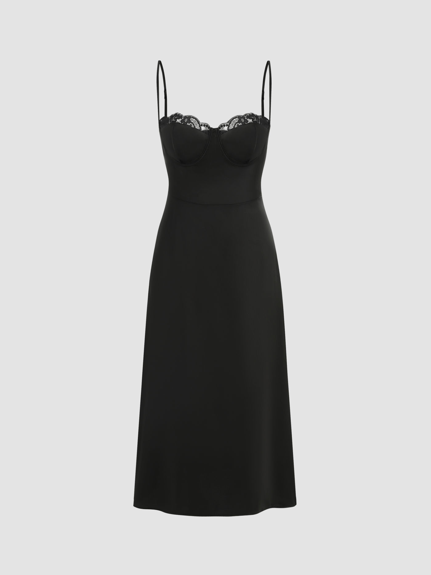 Lace Trim Cami Midi Dress