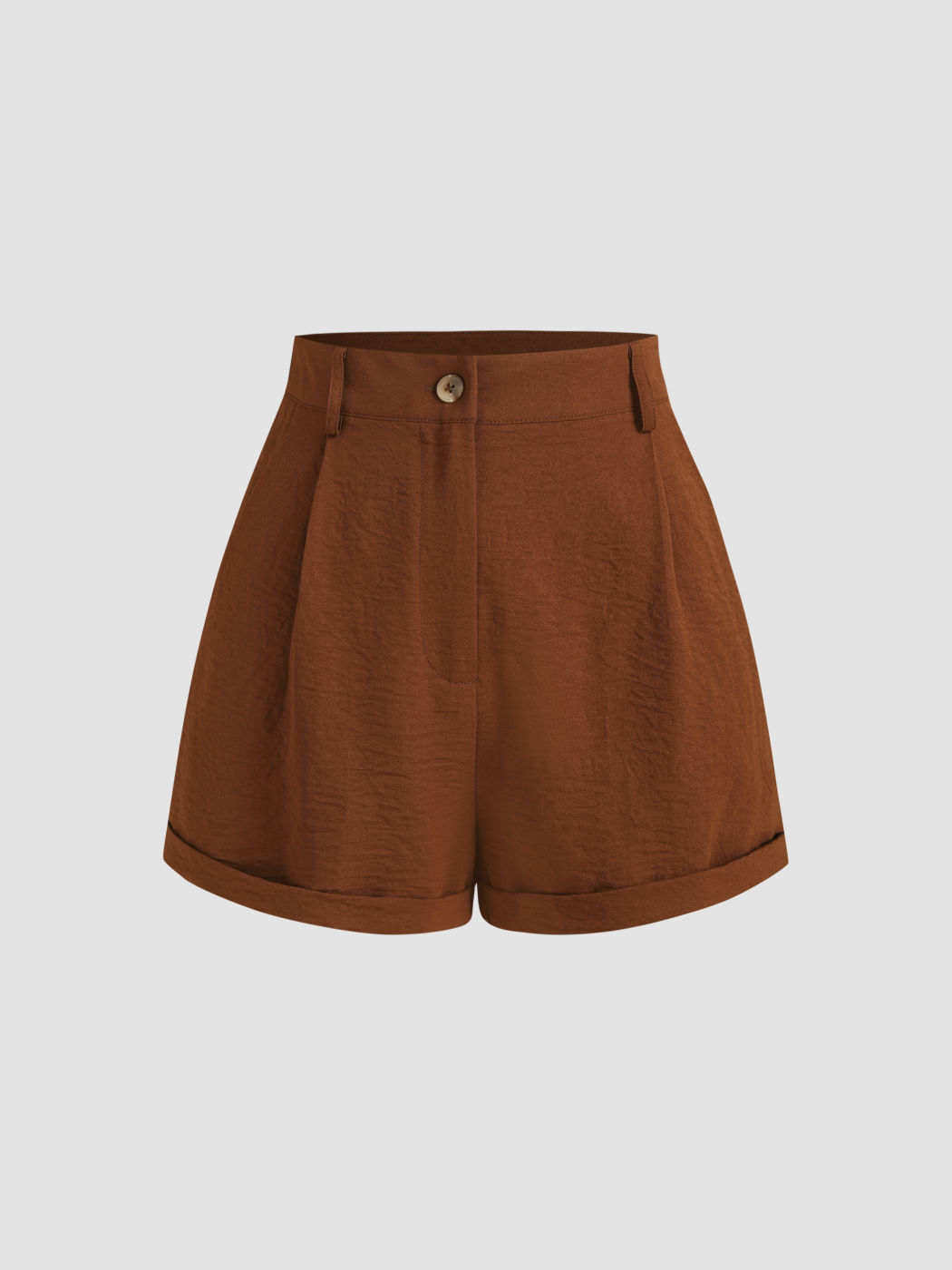 Einfarbige Mini-Shorts mit gefalteten Taschen