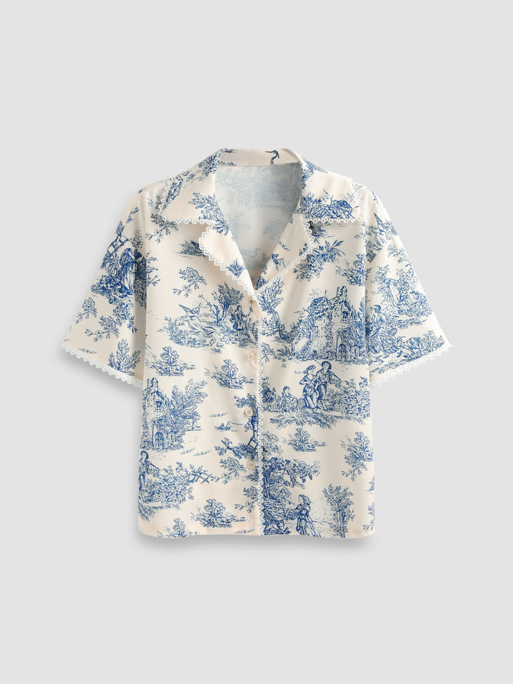 Toile de Jouy Lace Trim Shirt