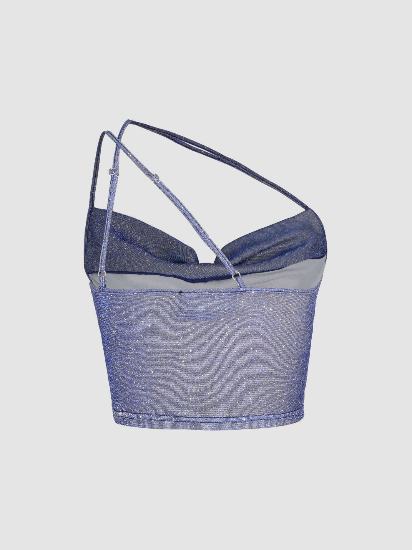 Tenues occidentales Tricot Glitter Ruched Cowl Neck Tank Crop Top For Festival de musique/Live House Fête/Clubbing