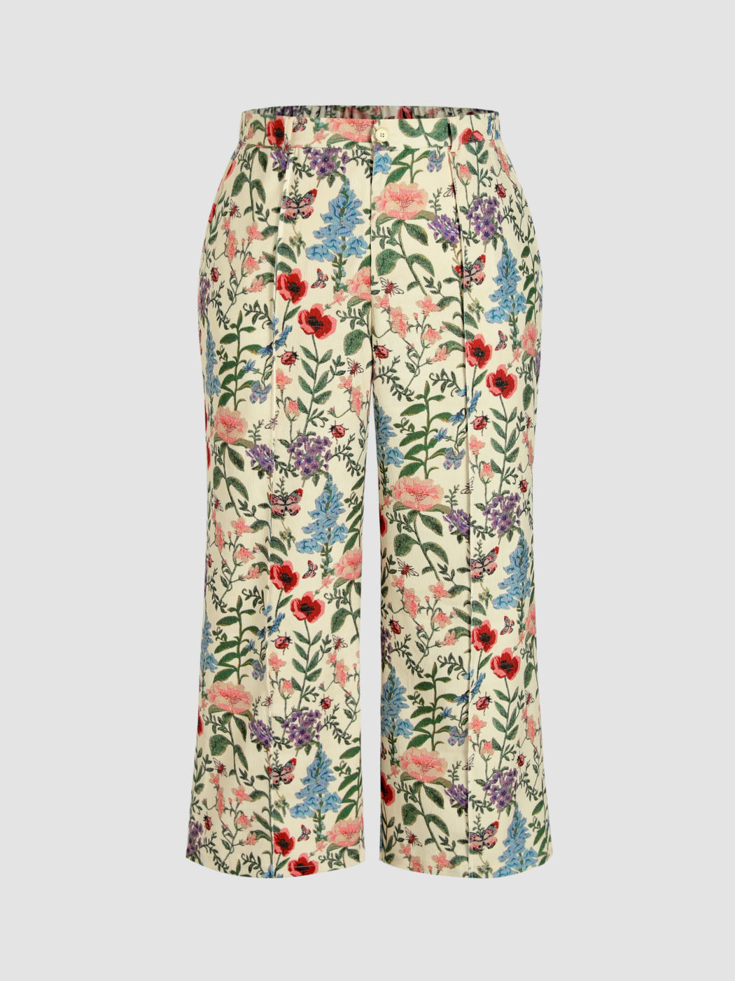 Blumenmuster Taschen Lange Hosen Kurve & Plus