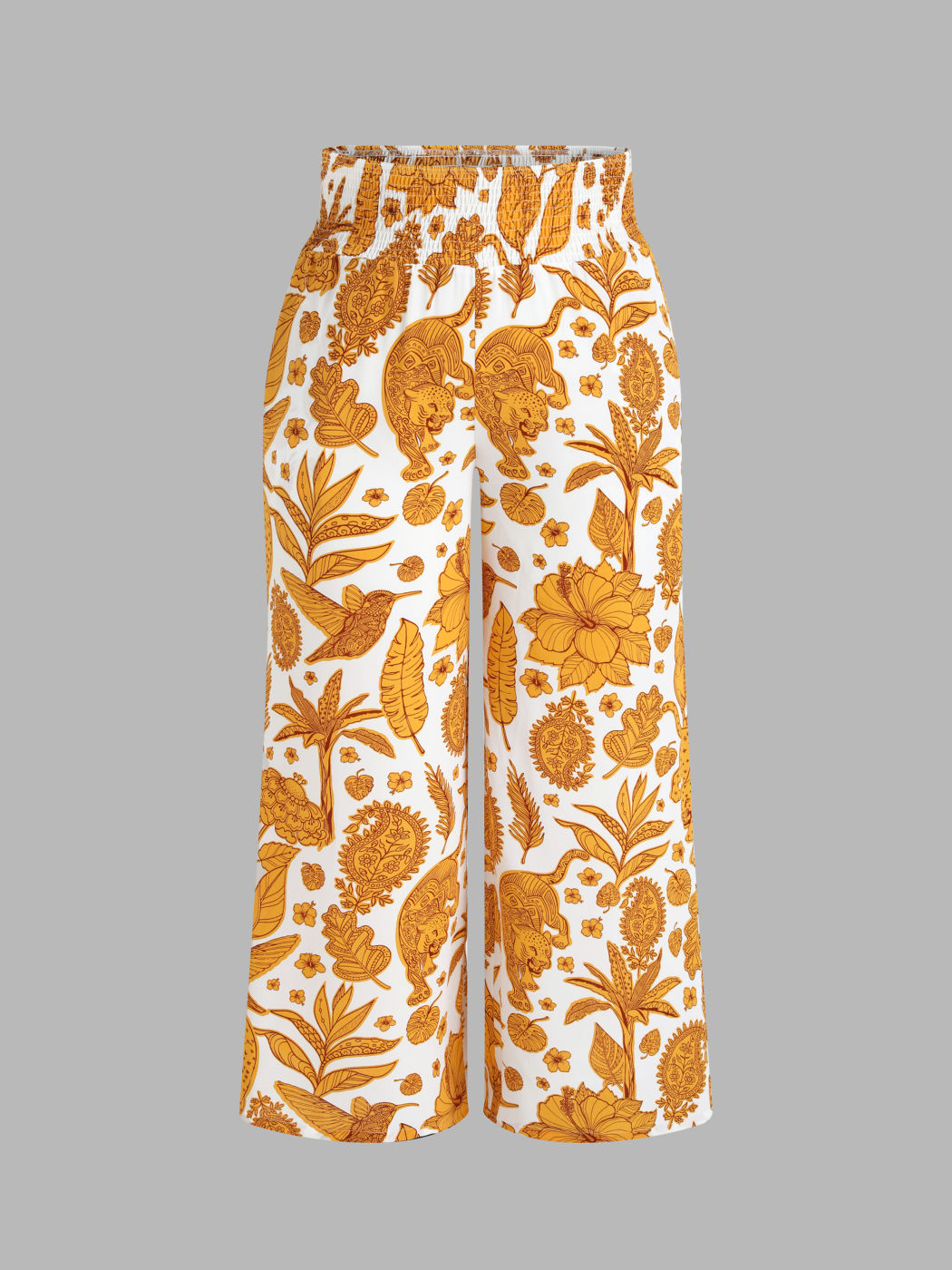 Boho Tropical & Animal Gerade Beine Hosen Kurve & Plus