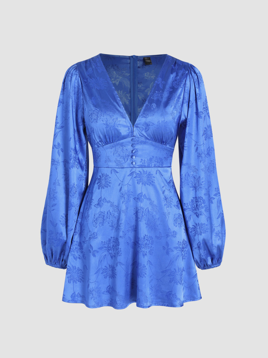  Floral Jacquard Corset Long Sleeve Mini Dress