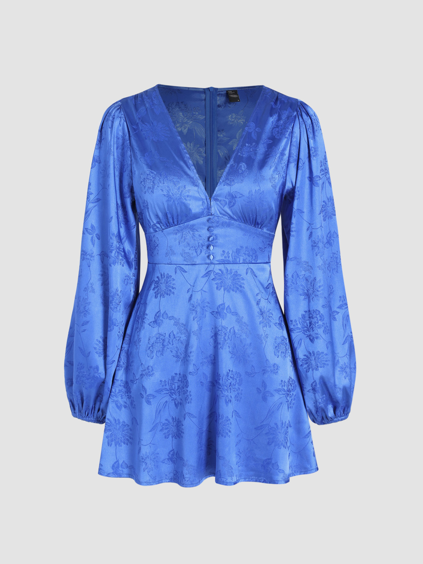  Floral Jacquard Corset Long Sleeve Mini Dress