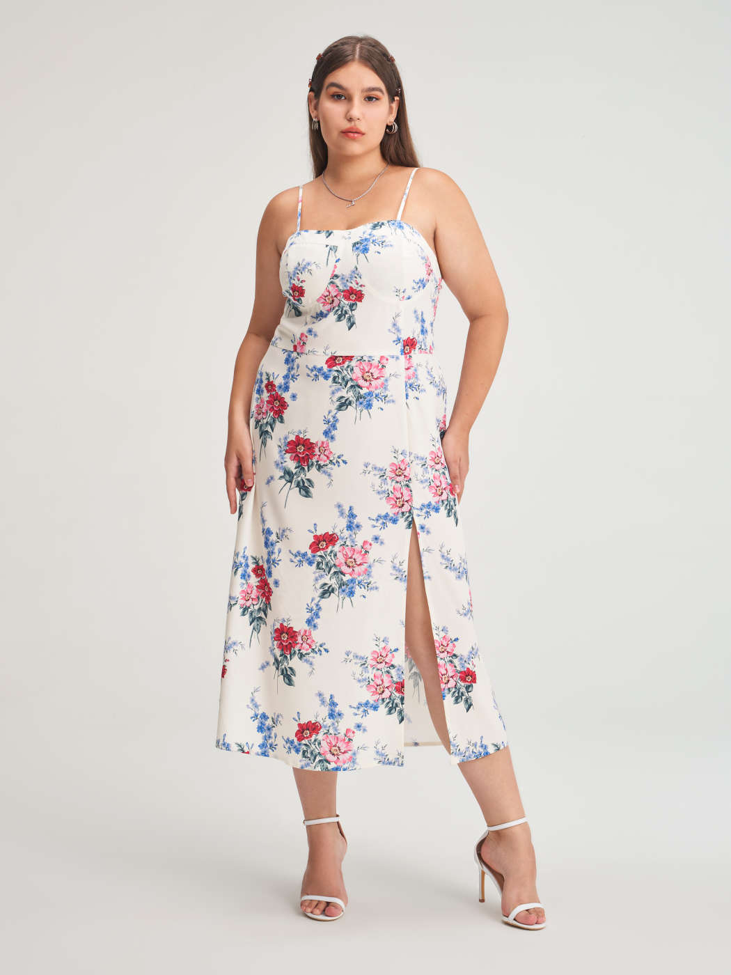 Floral Slit Maxi Dress Curve Plus For Vacation Picnic