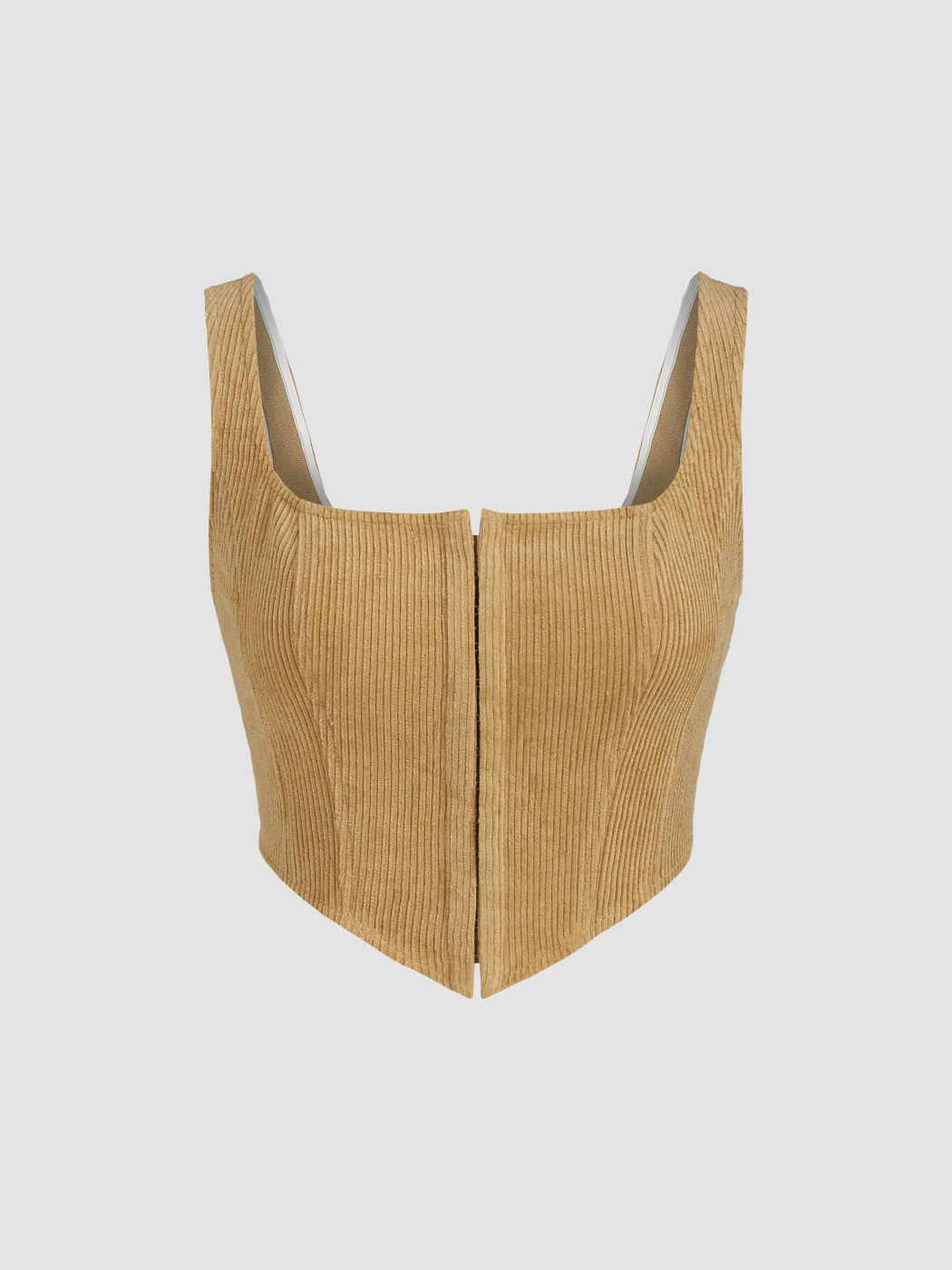  Solid Buckle Up Corduroy Tank Top