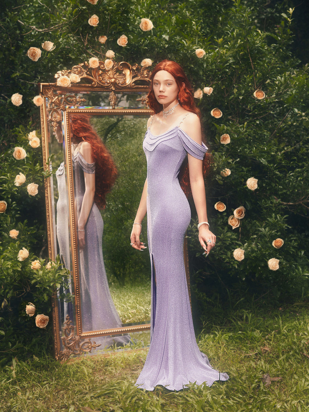 Magical Moments Lilac Shimmer Long Dress