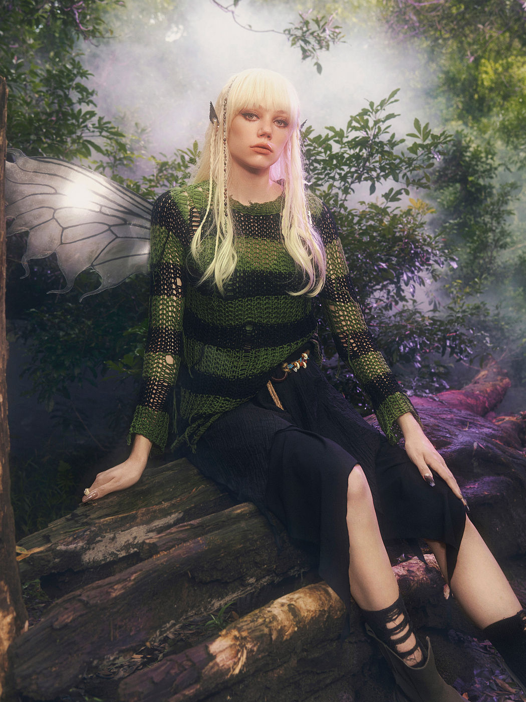 Knit Dark Desire Distressed Long Sleeve Dress
